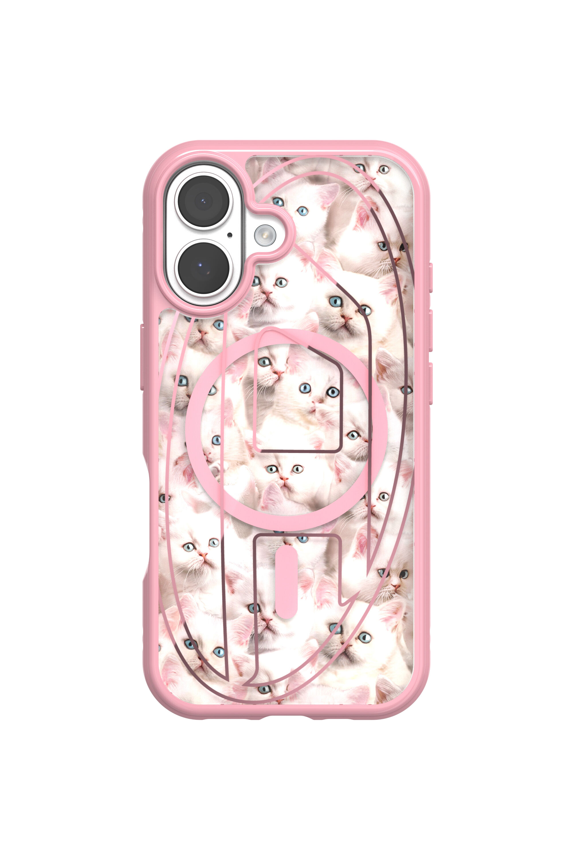 Diesel - 60423 AOP CASE, Unisex's Oval D cats case with magsafe for iPhone 17 in Pink - 2