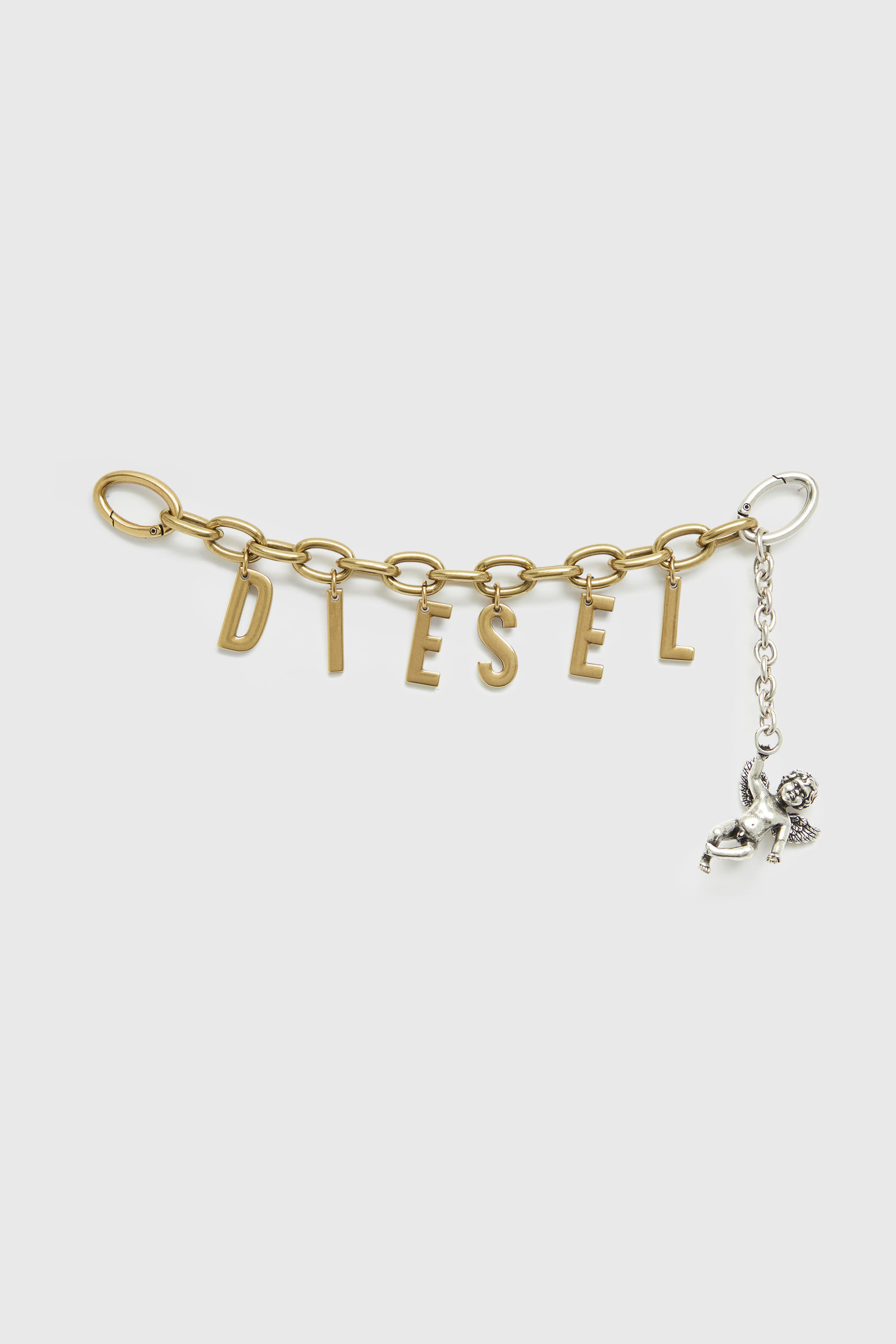 Diesel - CHAIN-D III S, Damen Metallbuchstaben-Anh&auml;nger mit Engelmotiv in Gold - 1