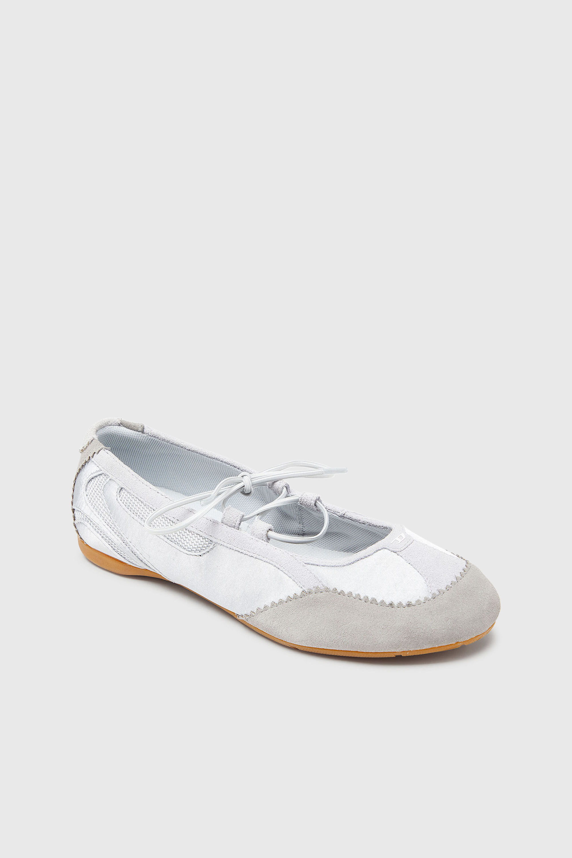 Diesel - D-MILE BALLERINA LACE UP II W, Damen D-Mile &ndash; Ballerinaschn&uuml;rschuhe aus Leder und Mesh in Hellgrau - 6