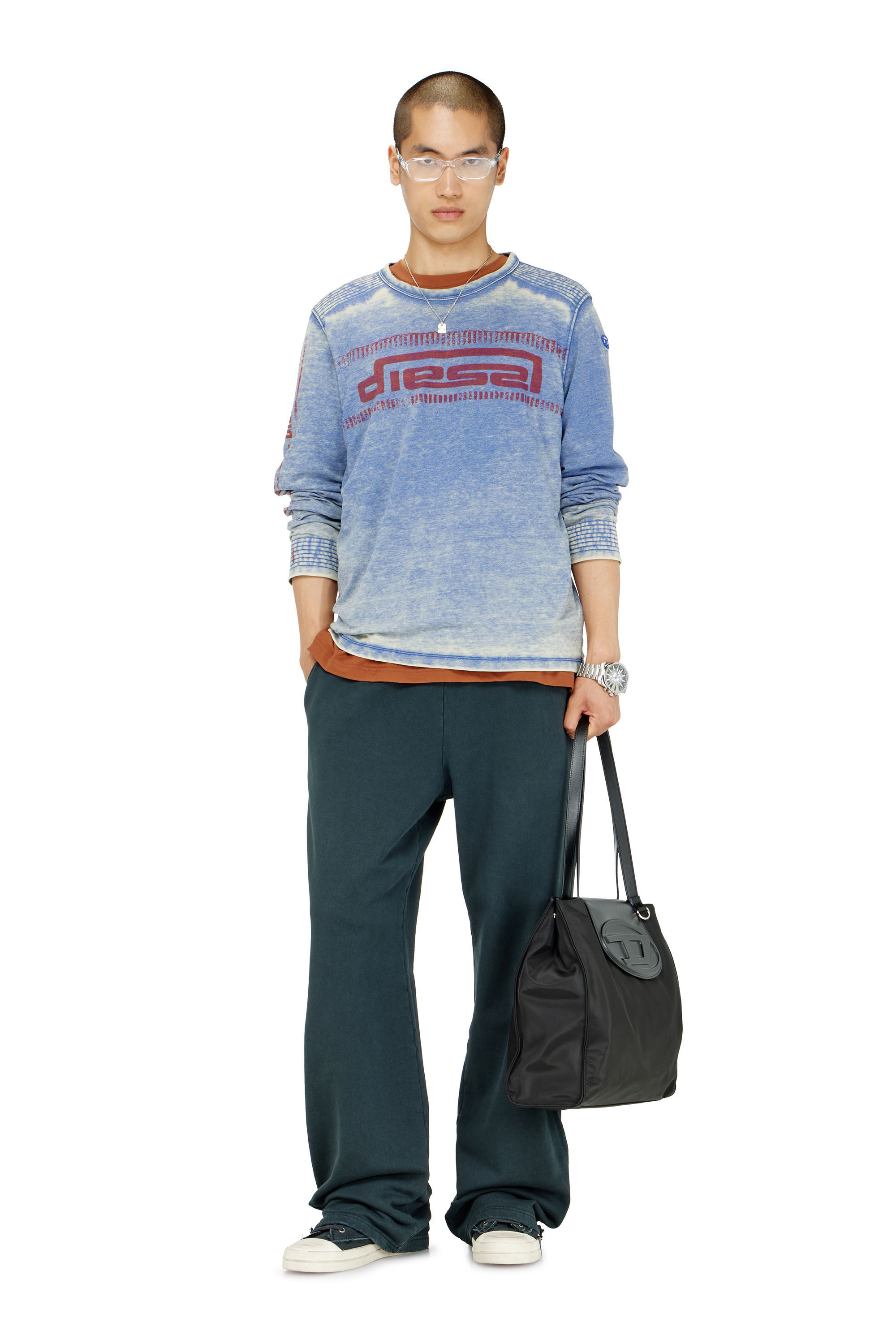 Diesel - P-MARTAINS-CRYSTALS, Herren Verwaschene Sweatpants mit Kristalldetails in null - 1