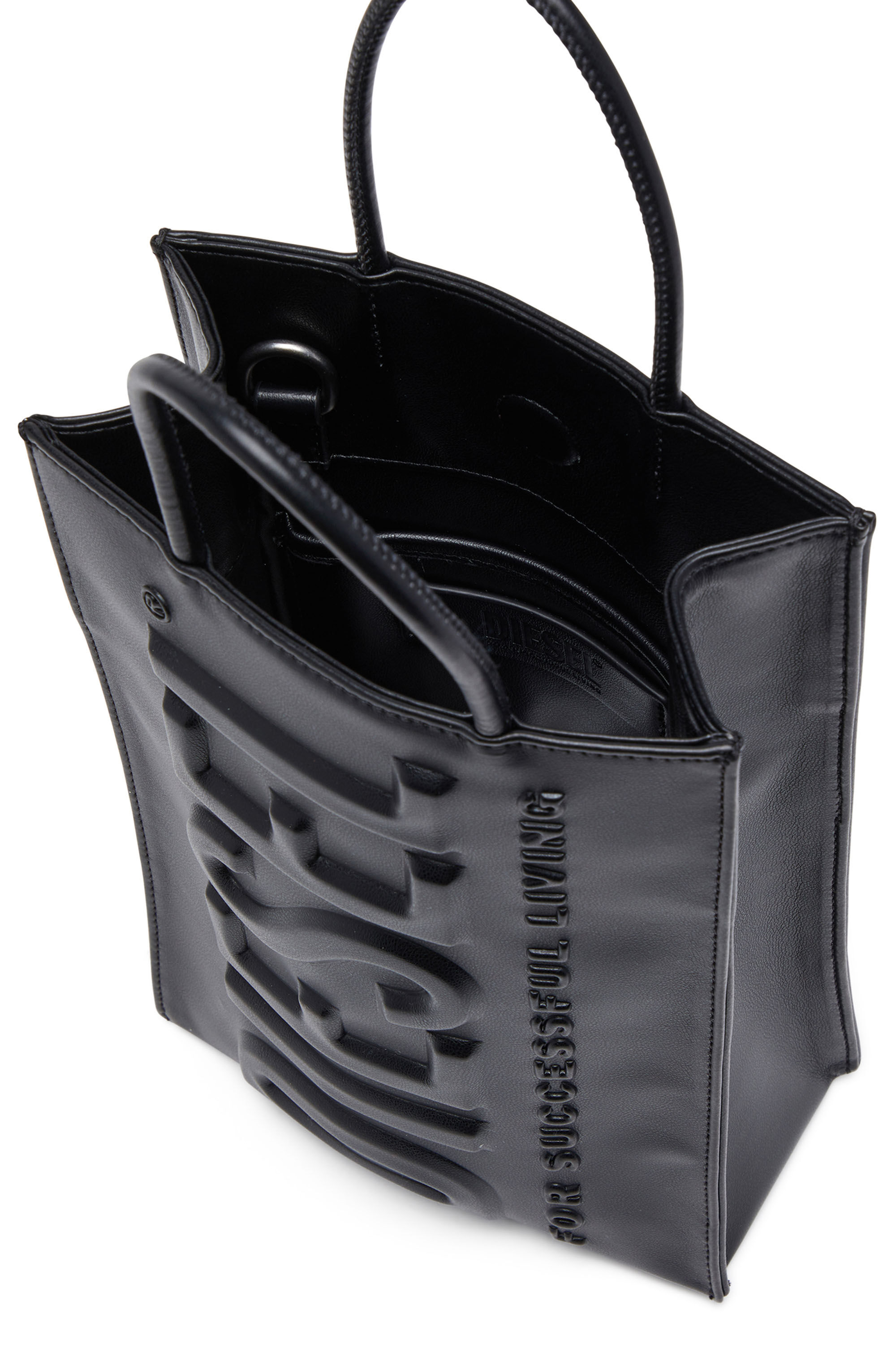 Herren Dsl 3D M Tote Tasche aus PU mit Logo Pragung Schwarz Diesel