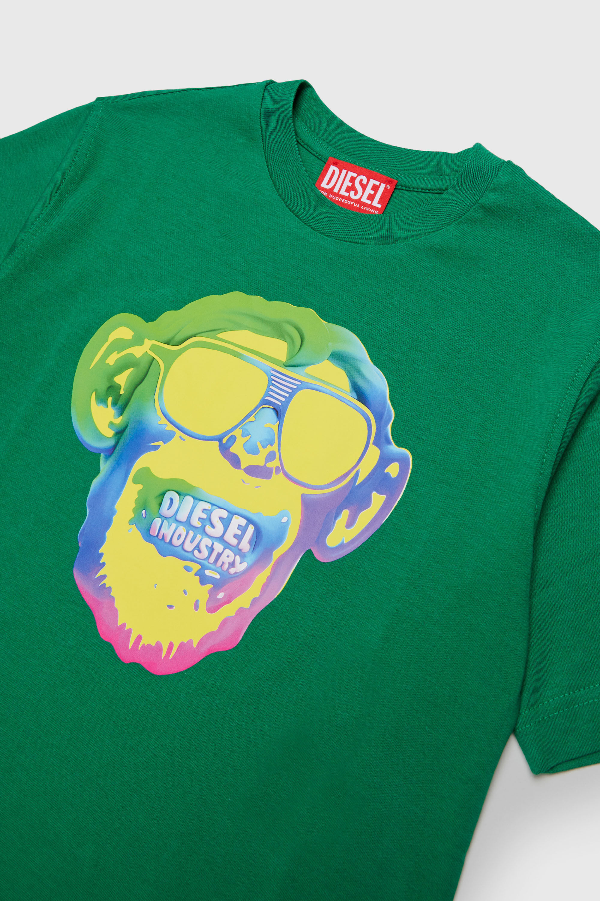 Diesel - TMONKEY OVER, Herren T-Shirt mit Affen-Print in Gr&uuml;n - 3