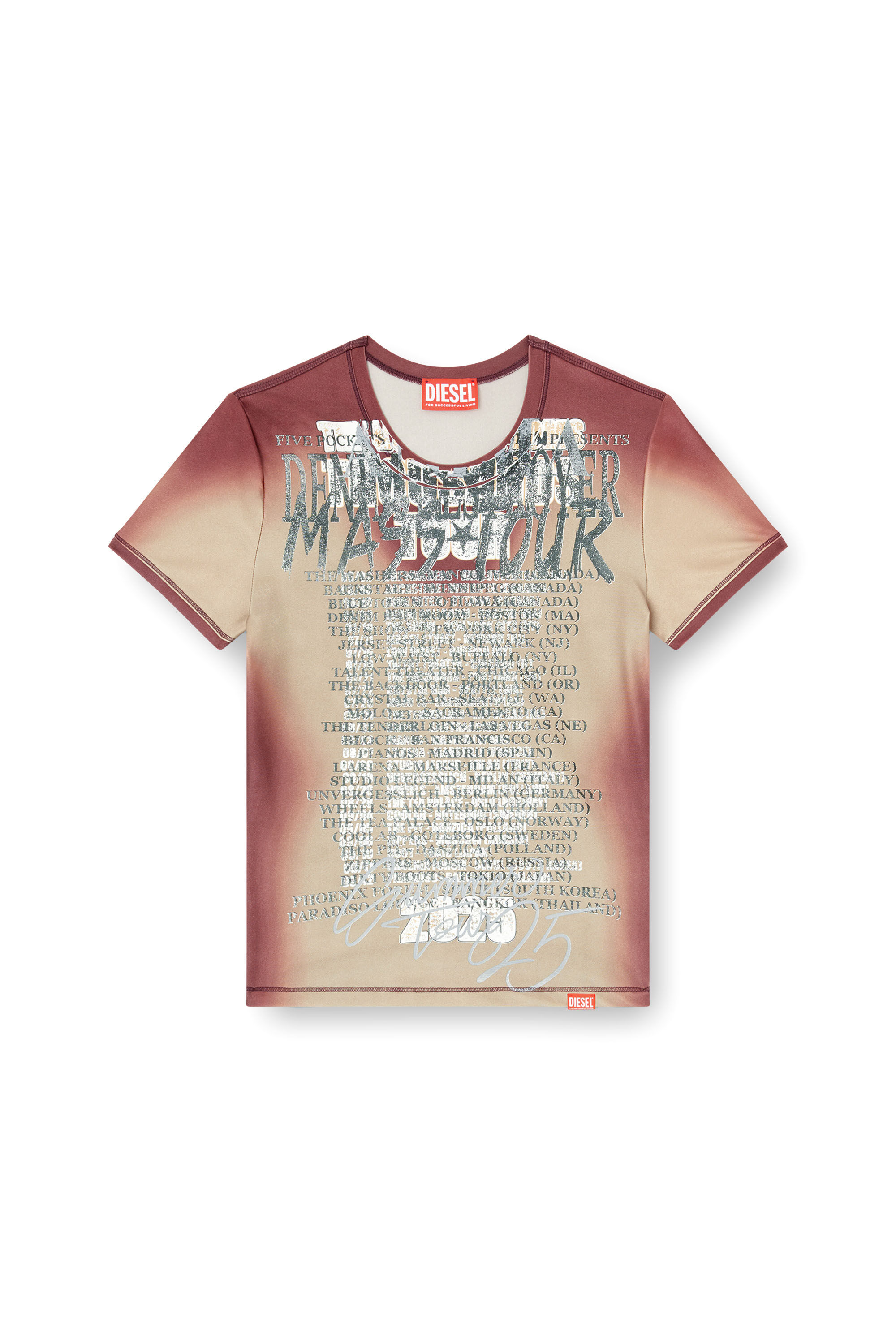 Diesel - T-KALYC, Damen Ärmelloses Oberteil mit Text-Print in Braun - 2