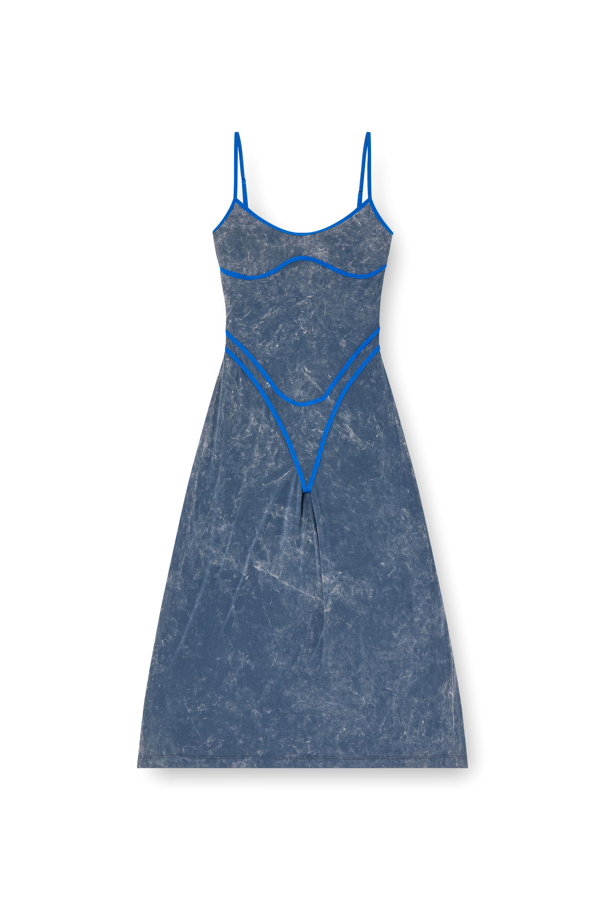 Diesel - D-WOW, Damen Riemchen-Kleid mit Unterwäsche-Detail in Blau - 2