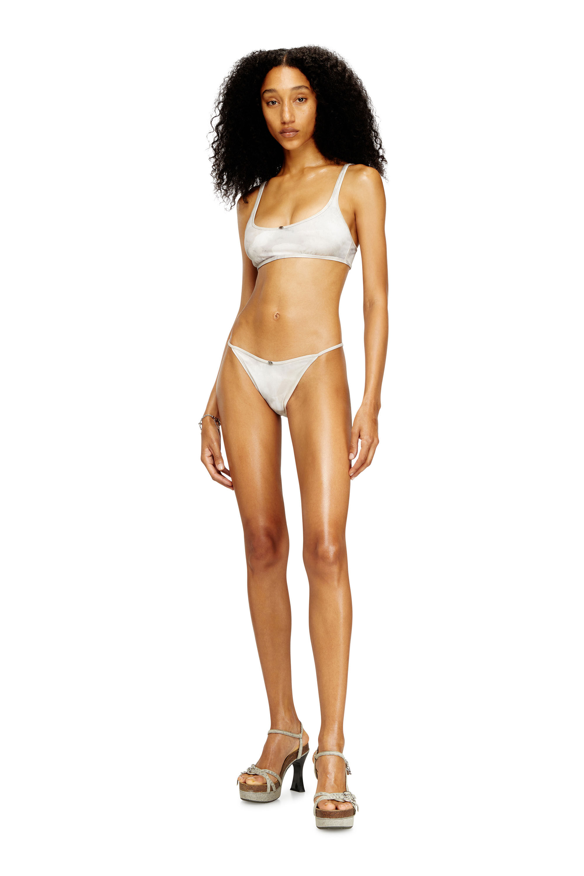 Diesel - CAMILLA-UTLT, Damen Gerippte Bikinihosen mit Camouflage-Print in Wei&szlig; - 2