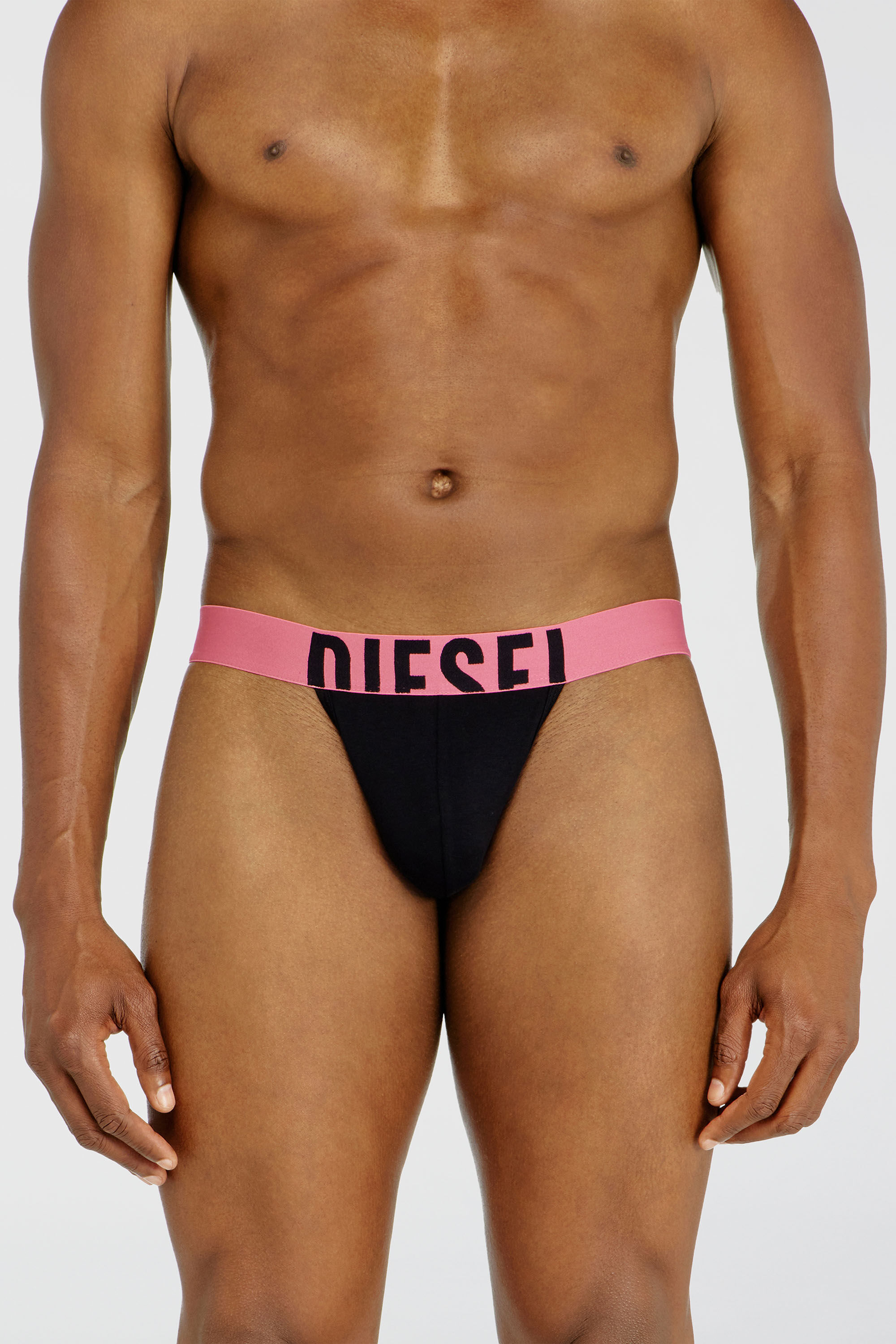 Diesel - FRITZ-D-POP-3PACK, Herren Dreierpack Tangas mit markantem Logo-Bund in Schwarz/Rosa - 1