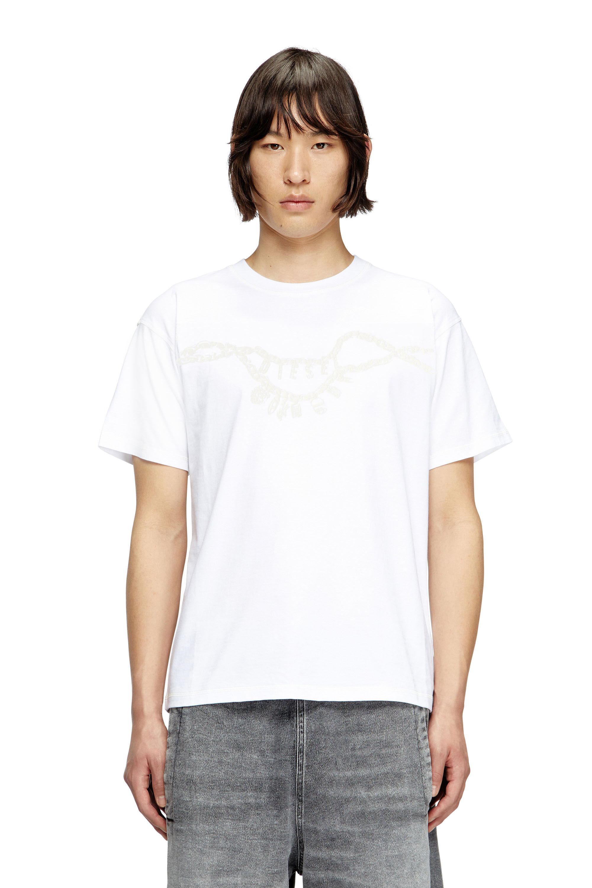 Diesel - T-NORM-HOSHI, Unisex T-Shirt mit Anhänger-Halskette-Print in Weiß - 3