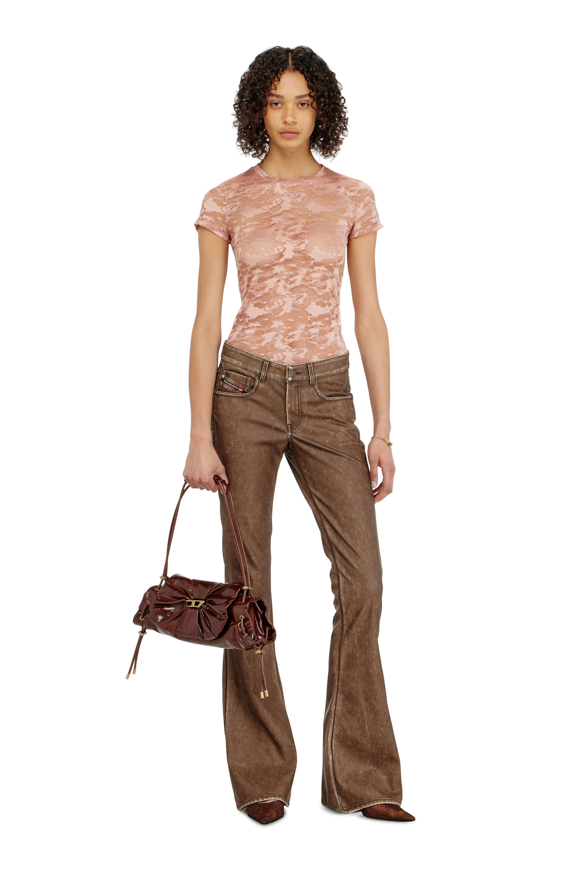 Diesel - KASIA-UTLT, Damen T-Shirt mit Camouflage-Spitze in null - 6