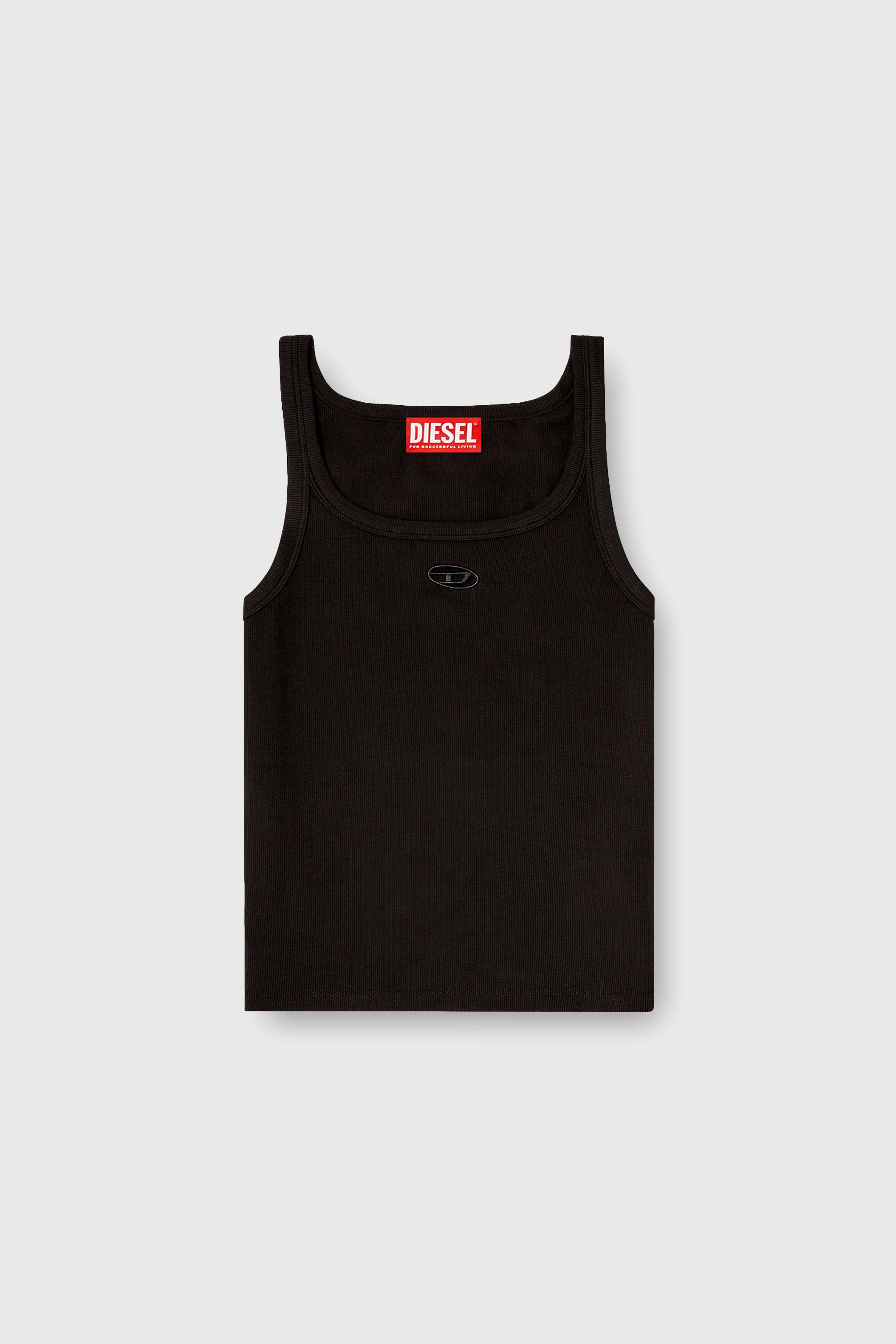 Diesel - T-WIFE-OD, Damen Schmales Tanktop mit lasergeschnittenem Oval D in Schwarz - 2