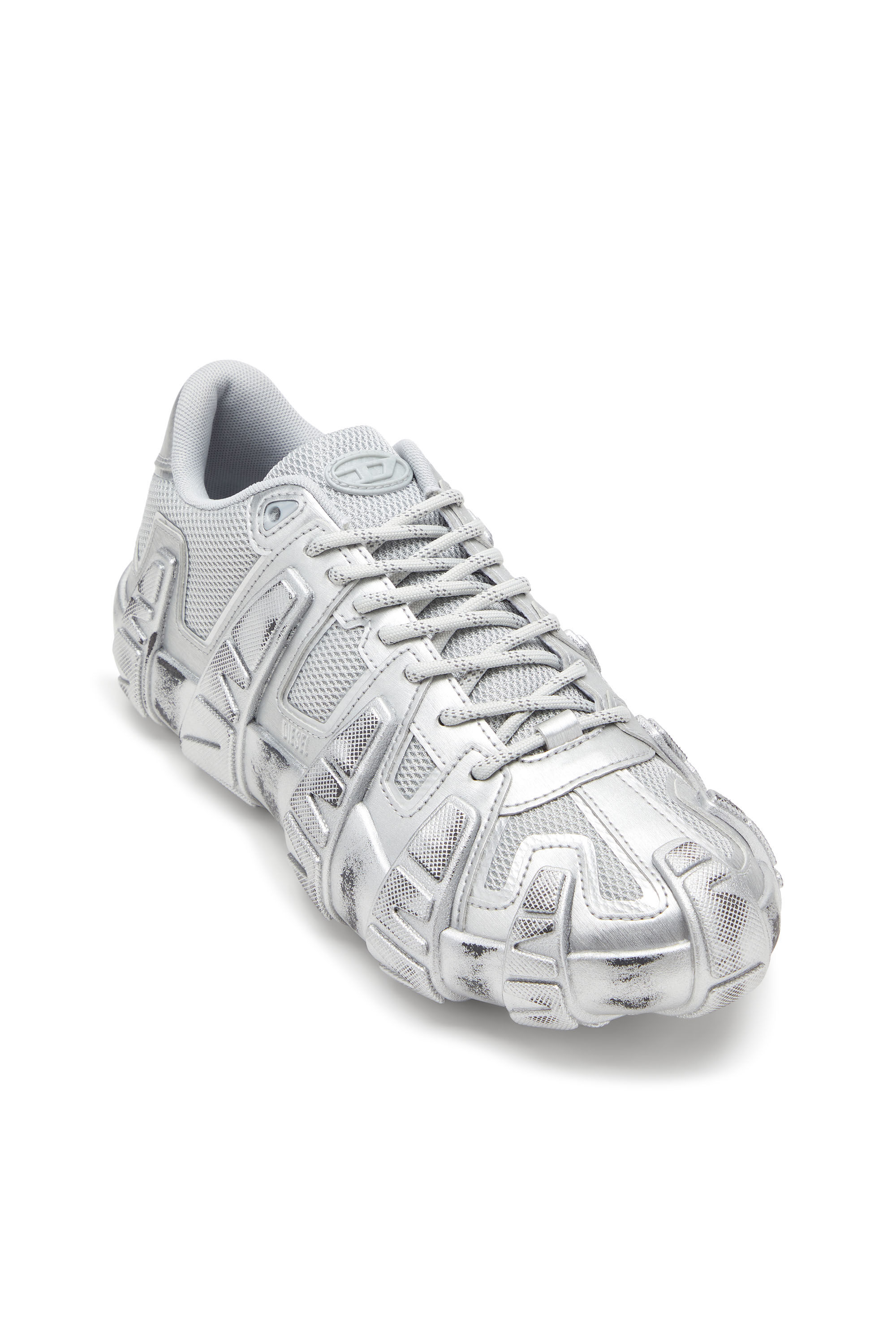 Diesel - S-D-GRIFFE LOW, Herren Metallic-Sneakers aus Mesh und PU in Silber - 6
