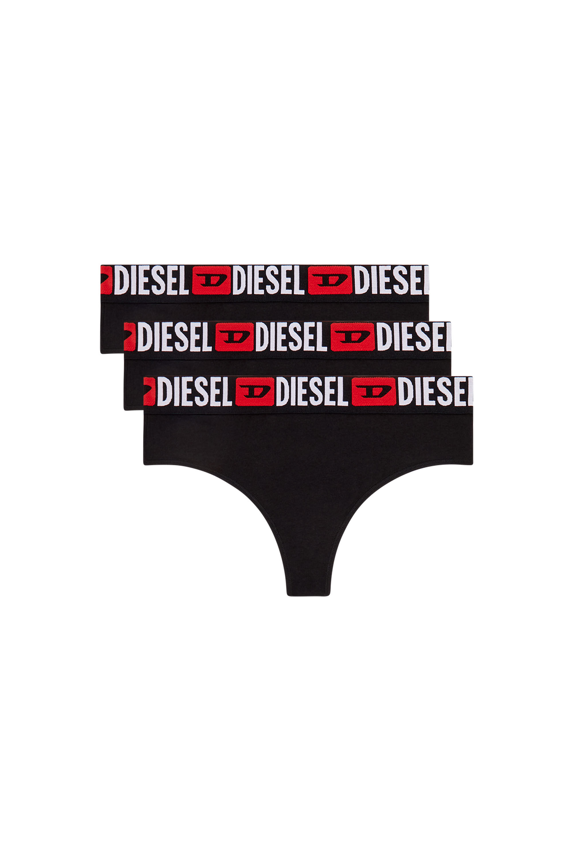 Diesel - UFST-STARS-THREEPACK, Damen String mit Logo-Bund im Dreierpack in Schwarz - Image 2