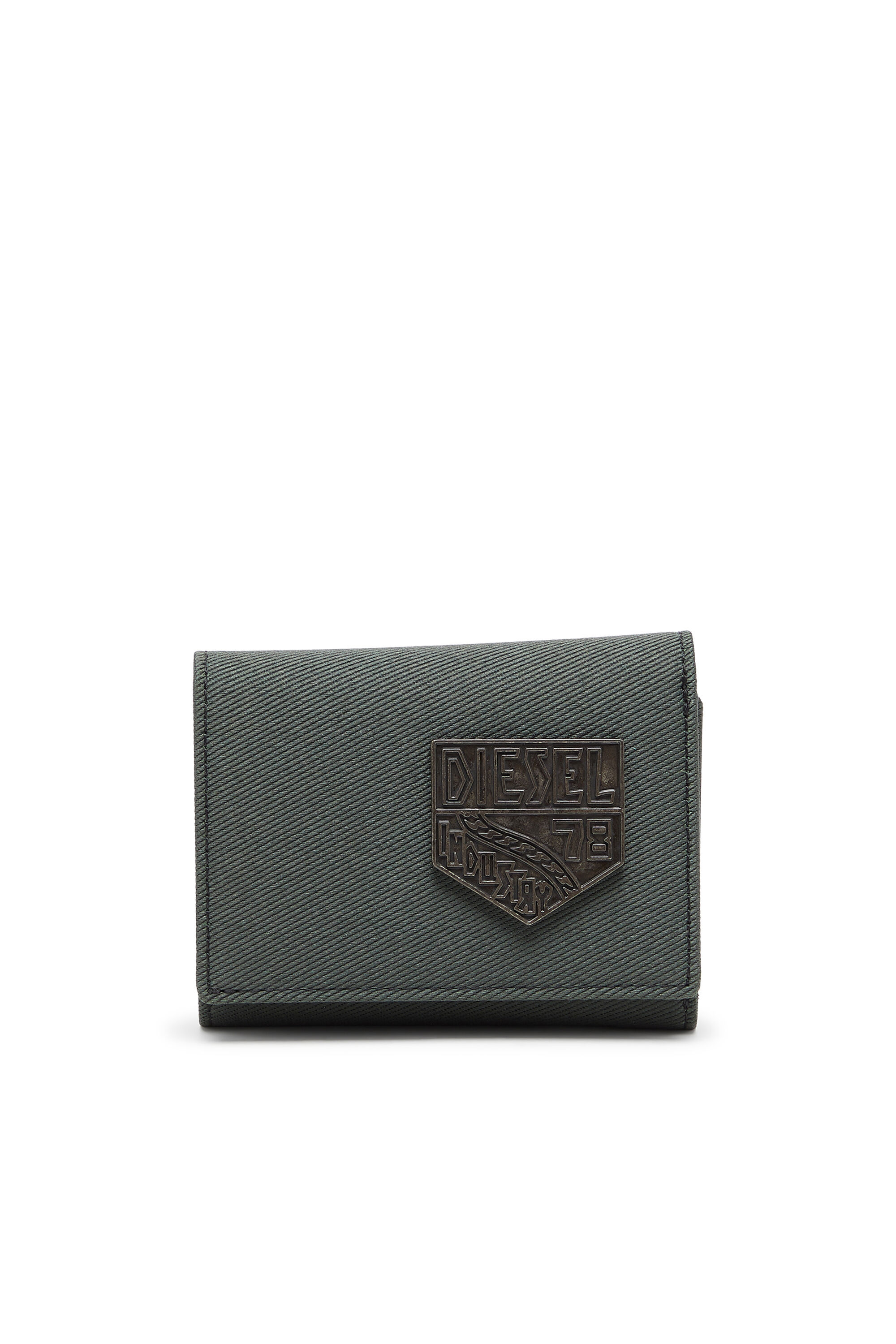 Diesel - D-PACK TRI FOLD COIN 3D, Herren M&uuml;nztasche mit gepr&auml;gtem patch in Gr&uuml;n - 1
