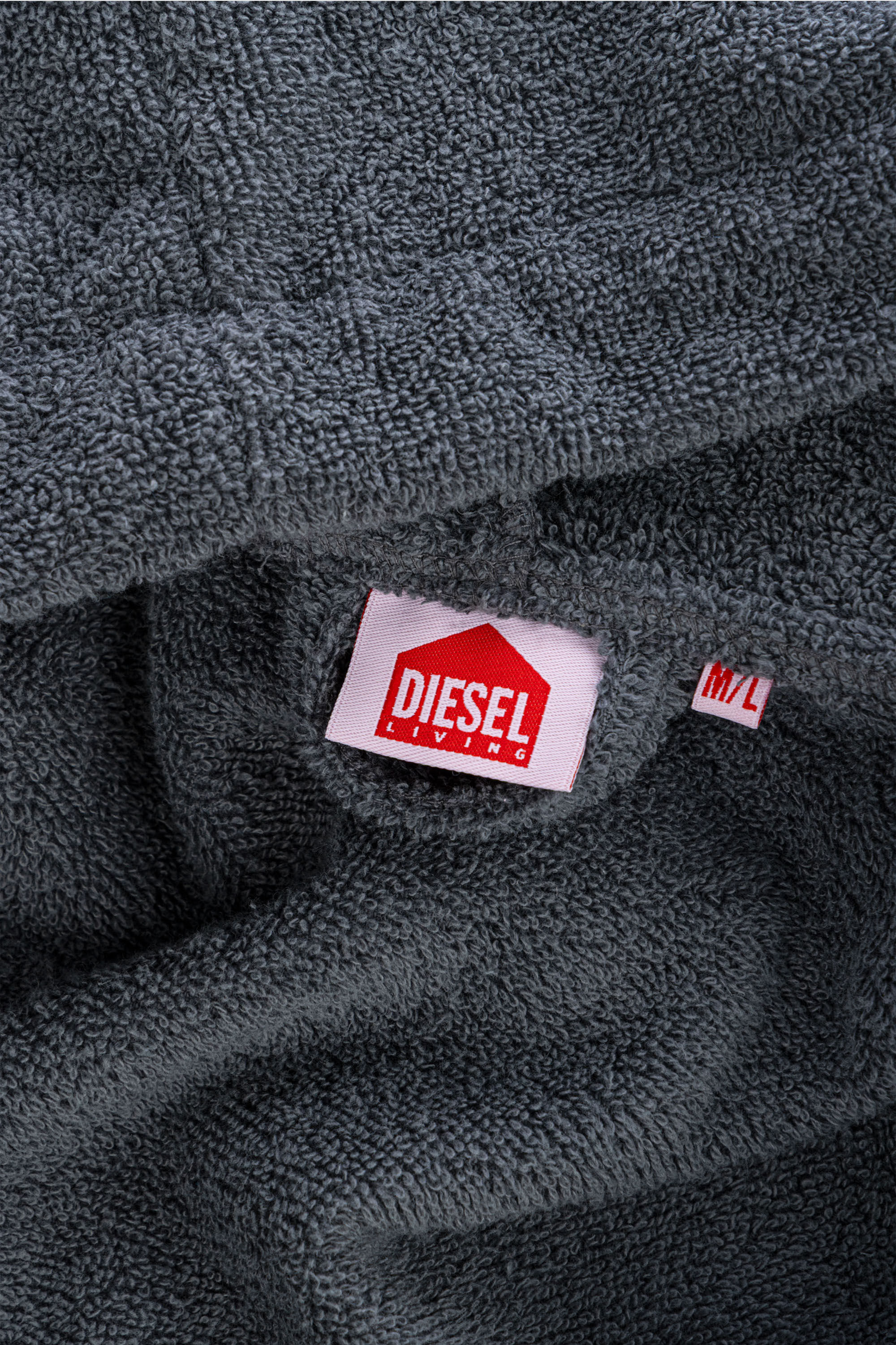 Diesel - 1015111 LOGO-COTTON BATHROBE SIZE M/L GR, Unisex Bademantel aus Baumwoll-Frottee, Gr&ouml;&szlig;e M/L in Dunkelgrau - 3