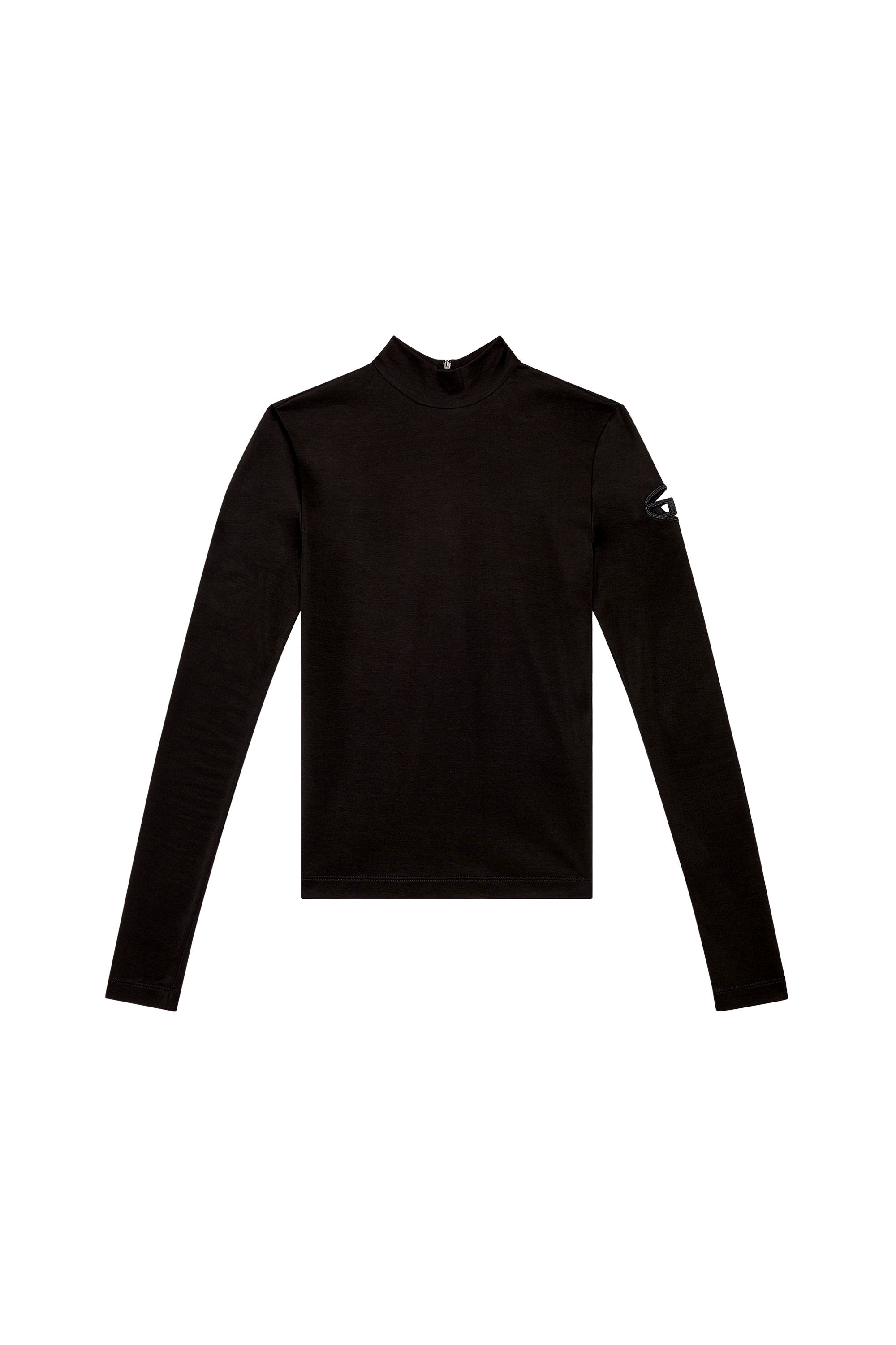 Diesel - T-ASTRA-OD, Damen Top aus Stretch-Interlock mit Zierkragen in Schwarz - 2
