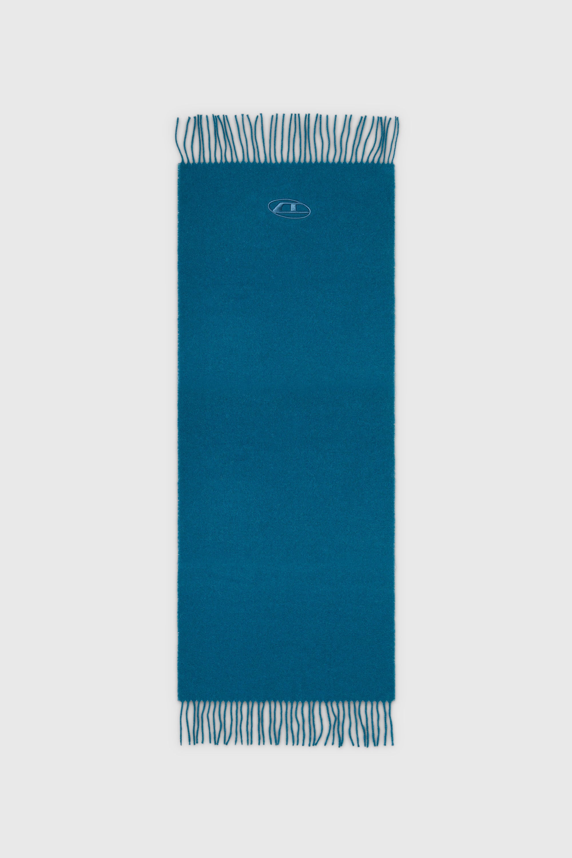 Diesel - S-IMON-D-LONG, Unisex's Wool-blend scarf with fringed edges in Blue - 2