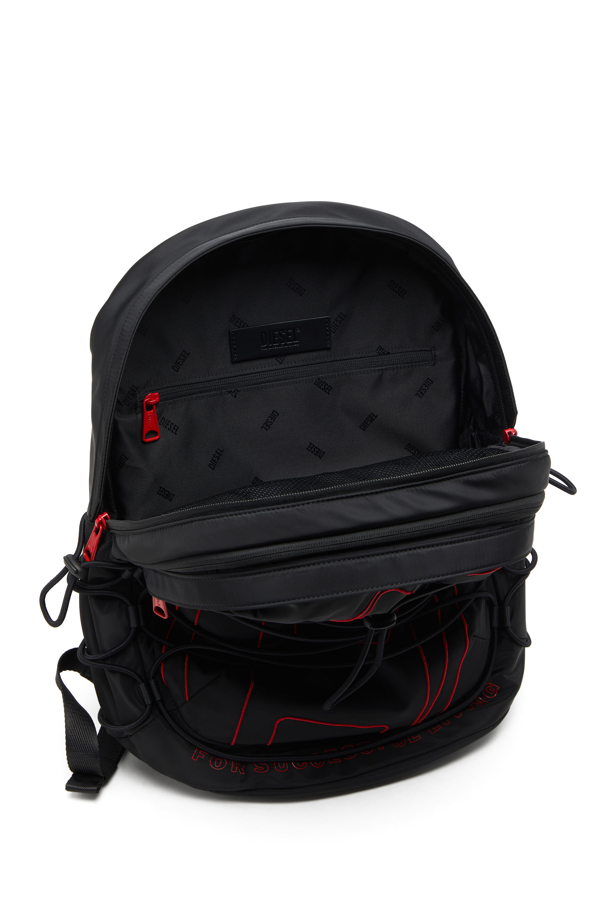 Diesel - TECH-D BACKPACK X, Unisex Tech-D-Rucksack aus Nylon mit Oval D-Stickerei in Schwarz - 2