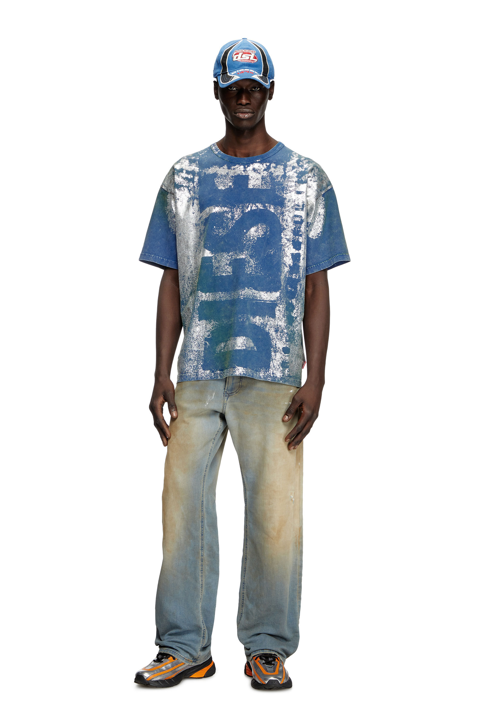 Diesel - T-BOXT-R2, Herren Logo-T-Shirt mit Metallic-Effekten in Blau - 1