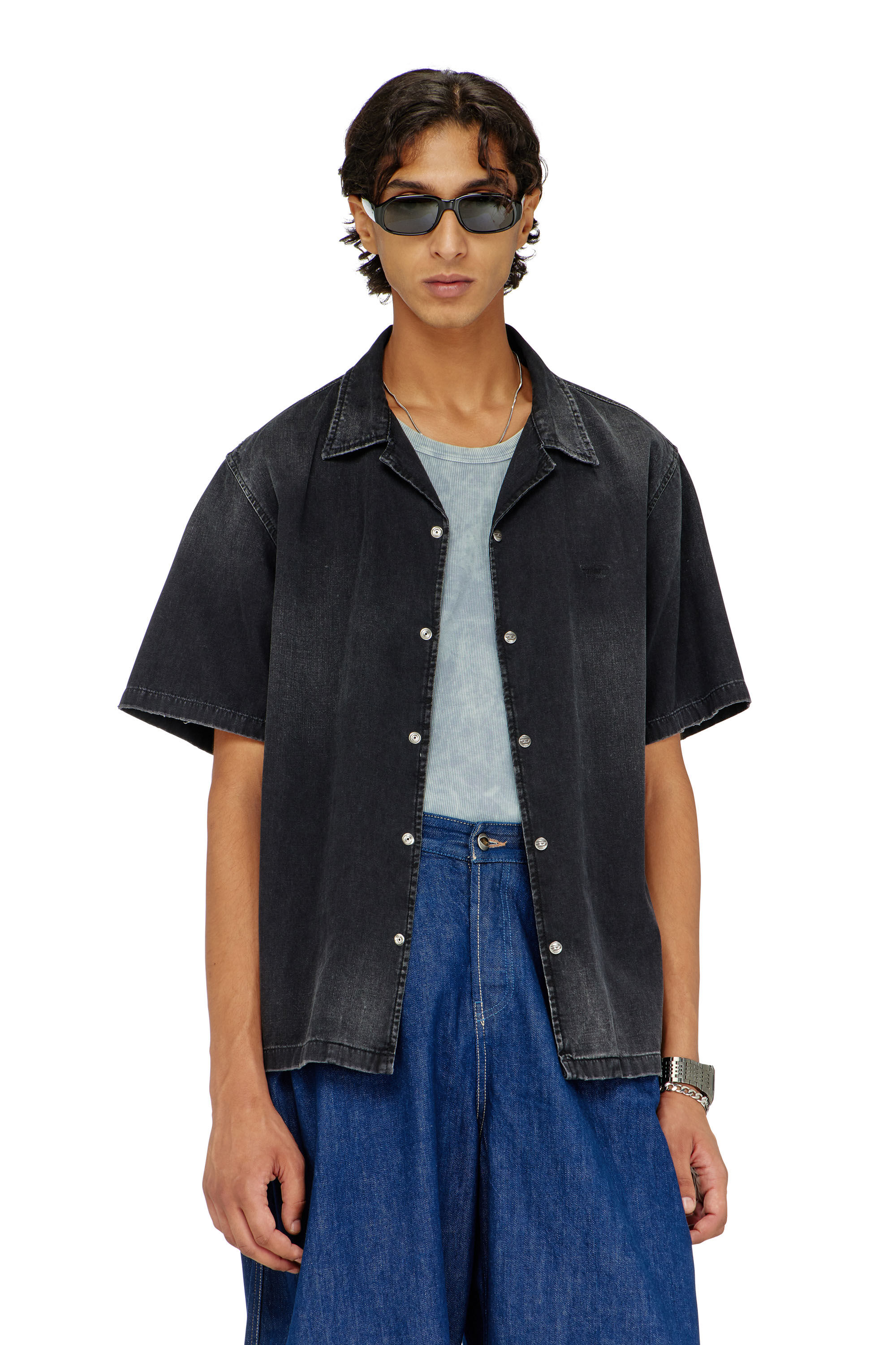 Diesel - D-NABIL-D, Herren Denim-Hemd mit kurzen &Auml;rmeln in Schwarz - 3