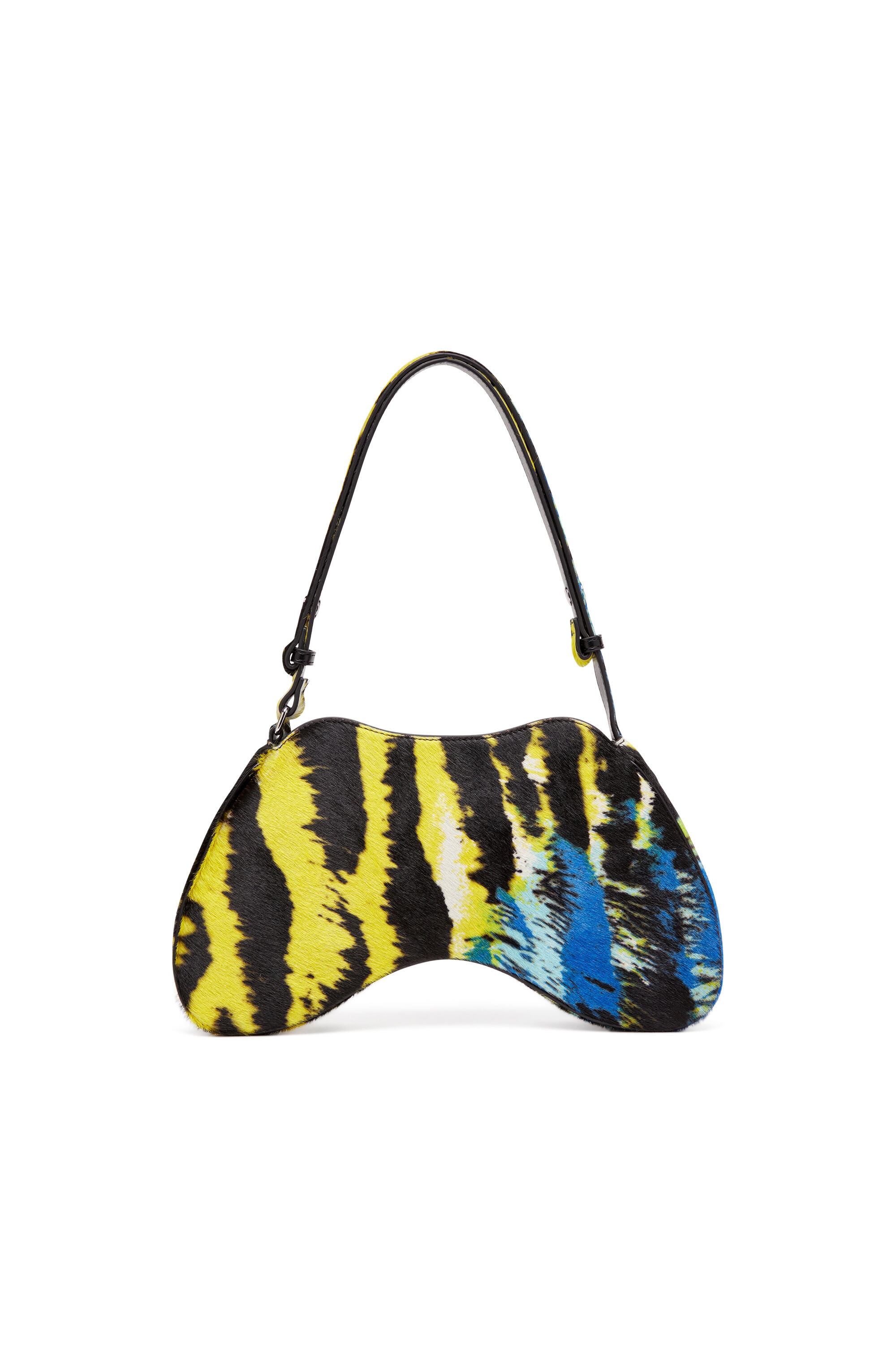 Diesel - PLAY SHOULDER, Damen Play-Schultertasche aus Kalbshaar mit Tiger-Print in Gelb/Schwarz - 3