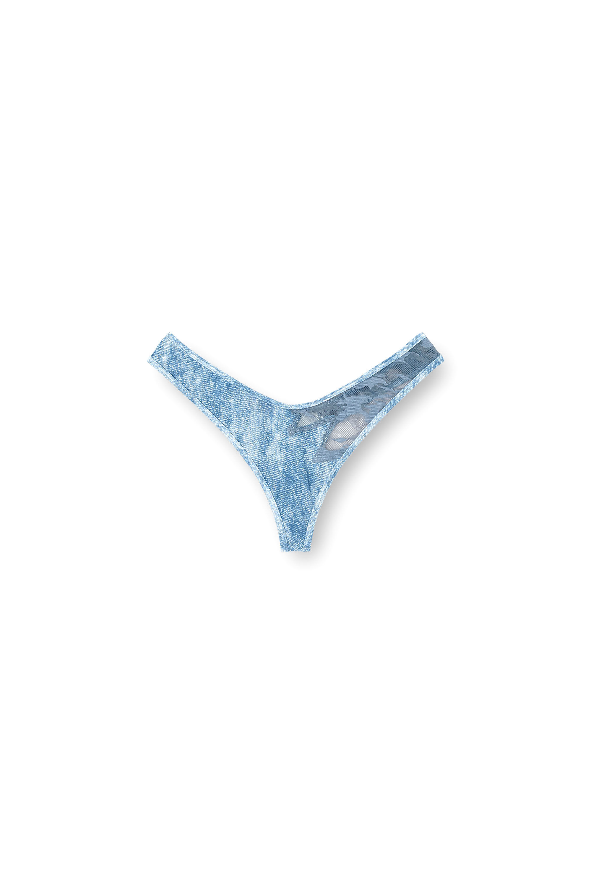 Diesel - LACE-THONG, Damen String aus Mikrofaser und Camouflage-Spitze in Hellblau - 2