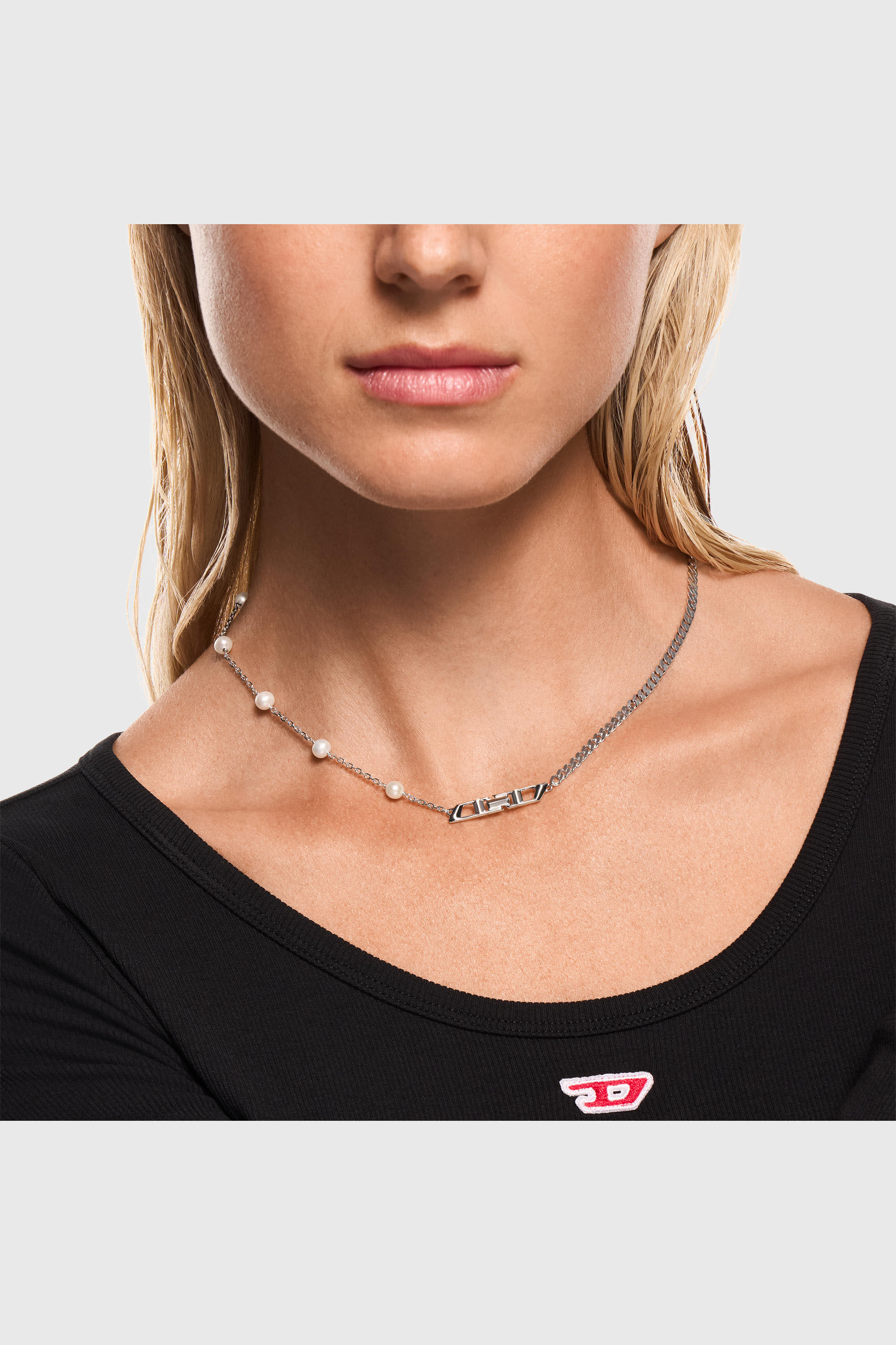 Diesel - DL1373040, Unisex Kettenhalskette aus Sterlingsilber mit Perlen in Silber - 4