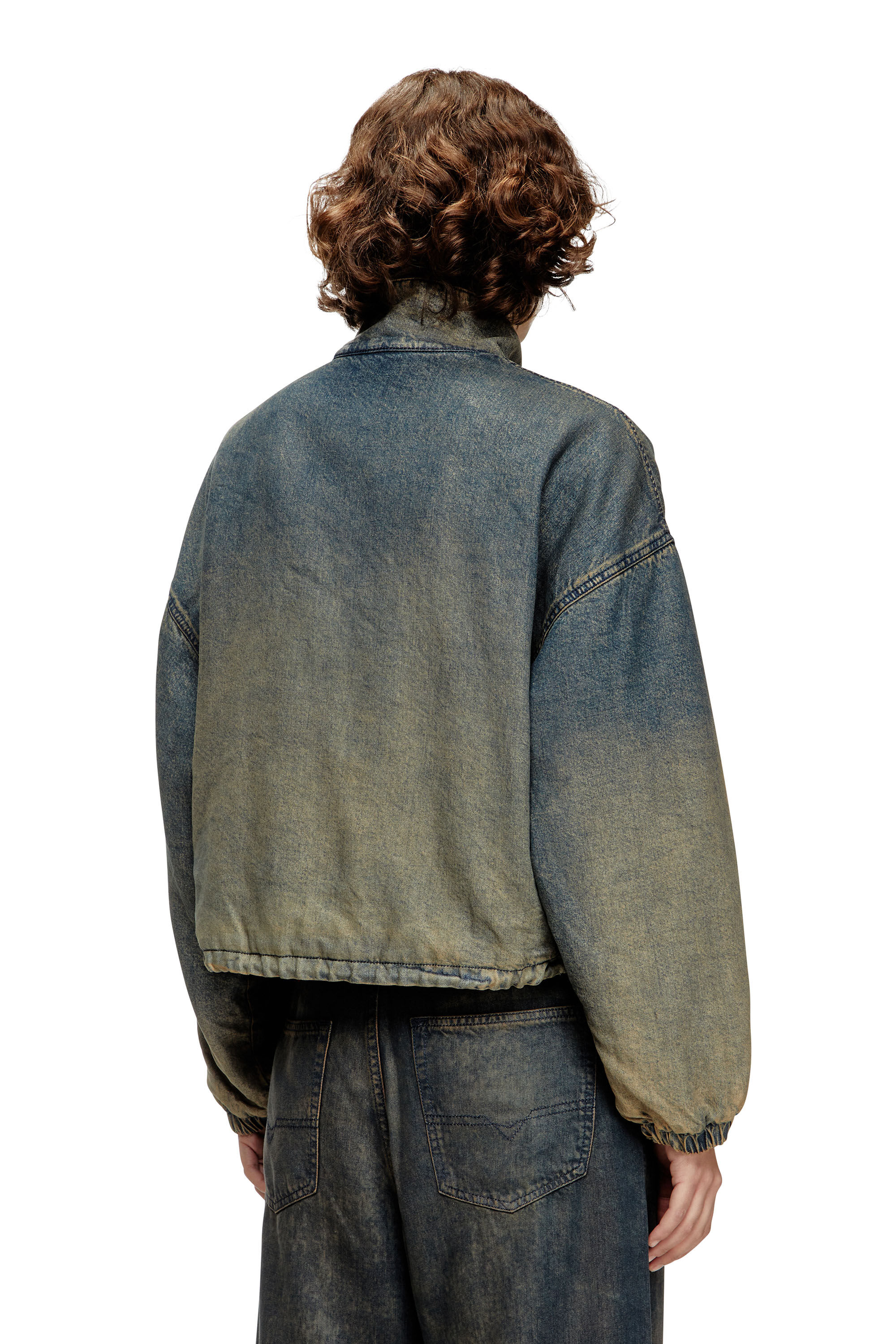 Diesel - DE-FLOWER-S, Damen Jacke mit Reißverschluss aus nuanciert fließendem Denim in Mittelblau - 4