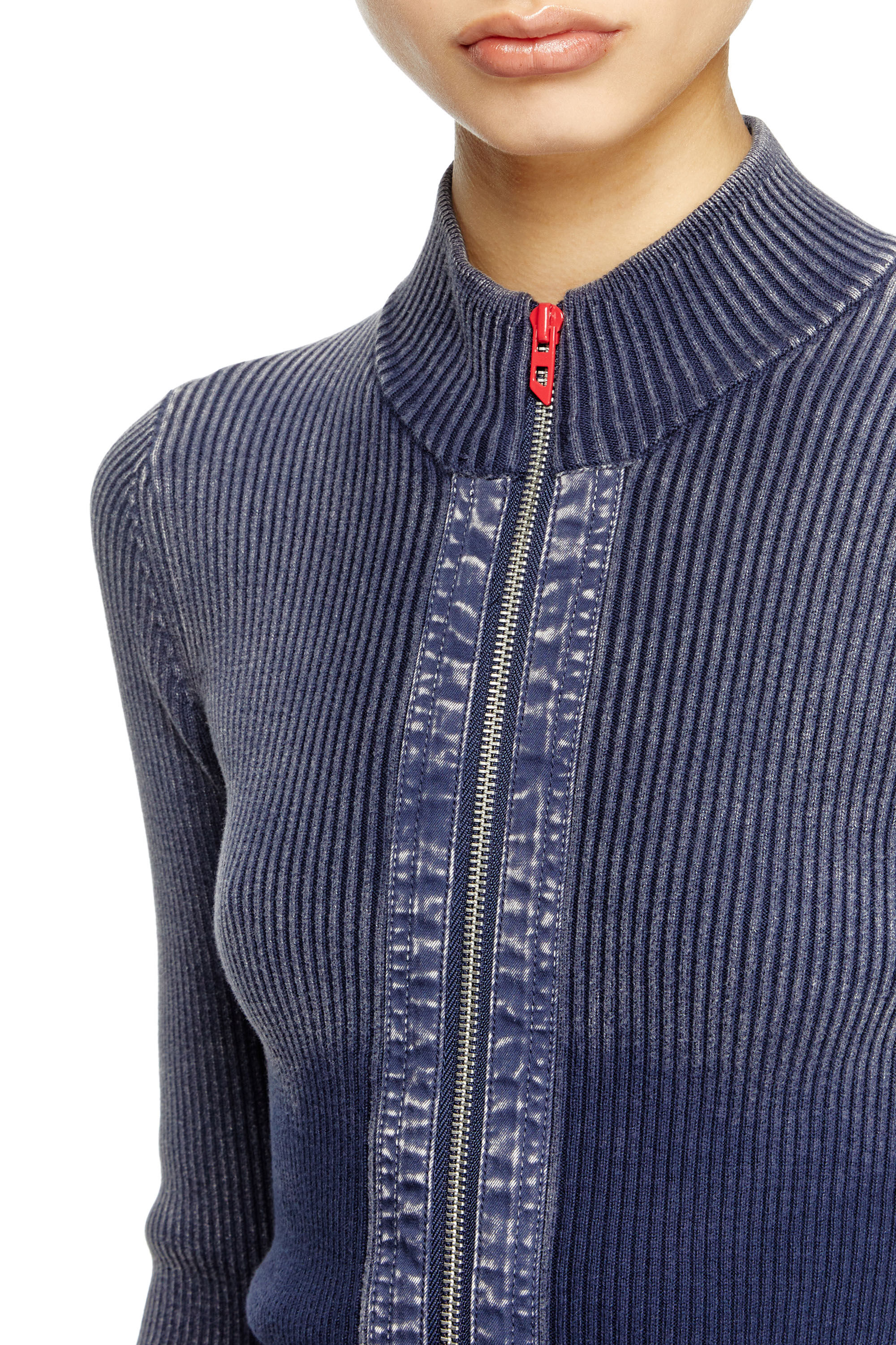 Diesel - M-MELISSA, Damen Cardigan mit Reißverschluss und Cargotaschen aus Denim in Blau - 4