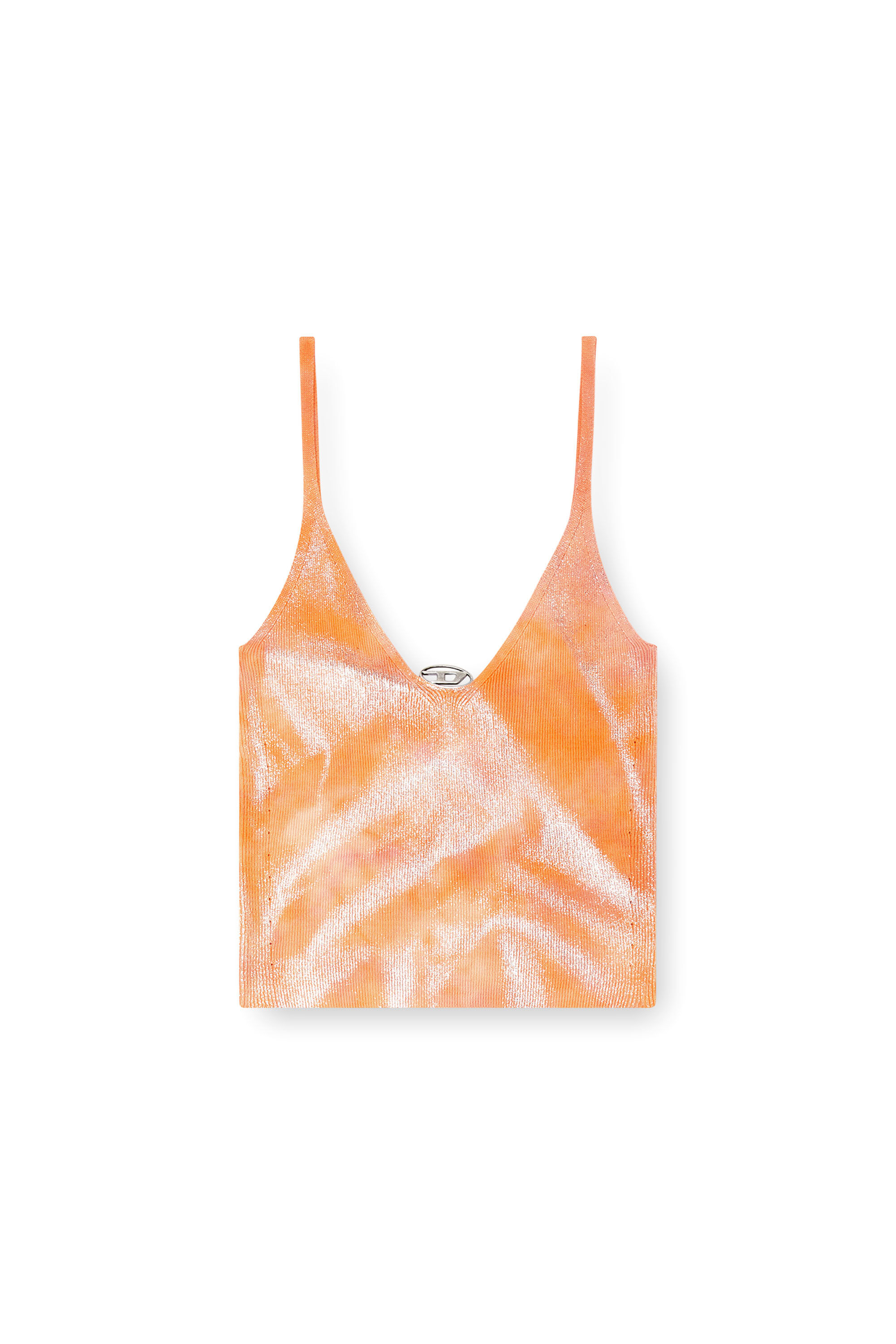 Diesel - M-ISMINA, Damen Trägertop aus solarisiertem Metallic-Strick in Orange - 2