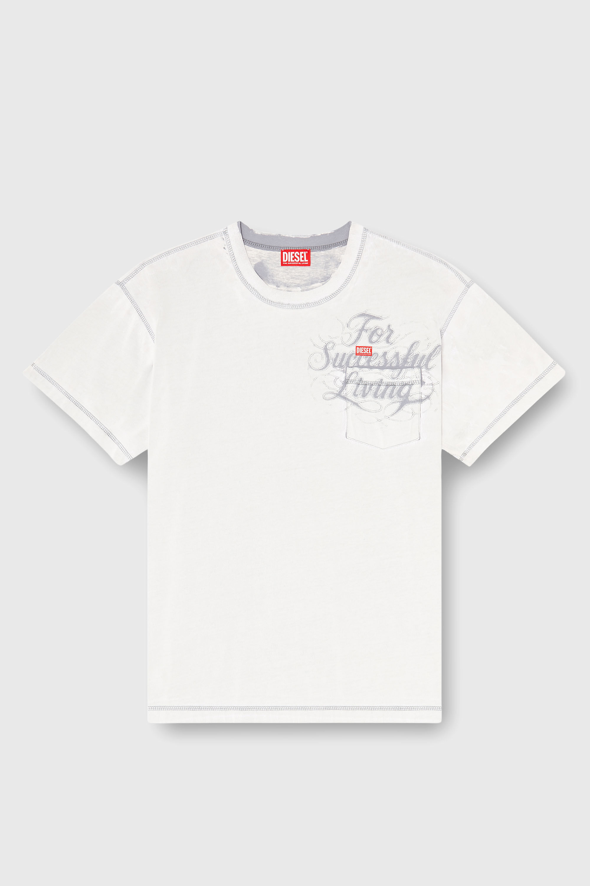 Diesel - T-NORM-POCKET-AA1, Herren T-Shirt mit Brusttasche und Grafikprint in Wei&szlig; - 2