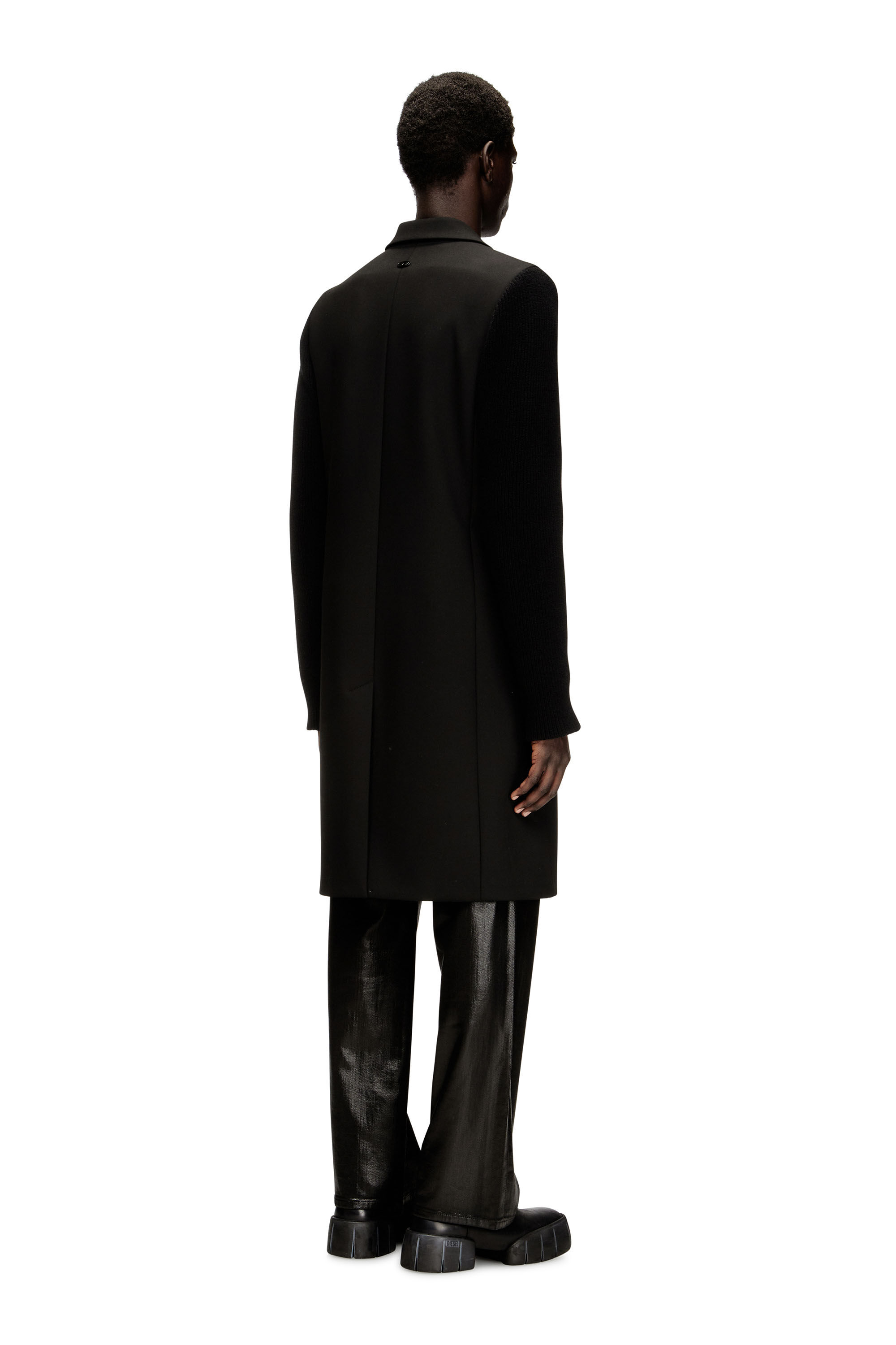 Diesel - W-YARD, Herren Mantel aus Schneiderstoff und Rippstrick in Schwarz - 4