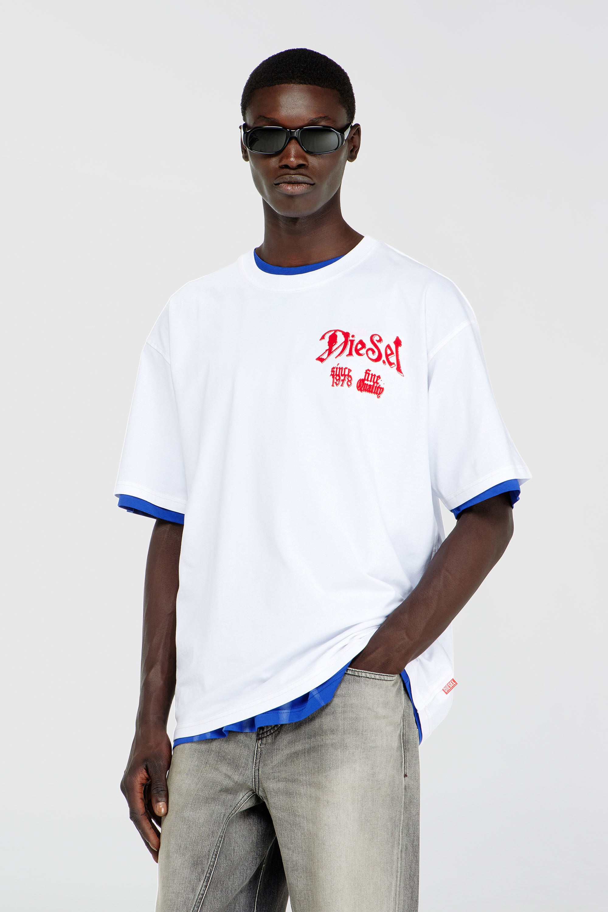 Diesel - T-BOXT-AA2, Herren Baumwoll-T-Shirt mit Flock-Print in Wei&szlig; - 3