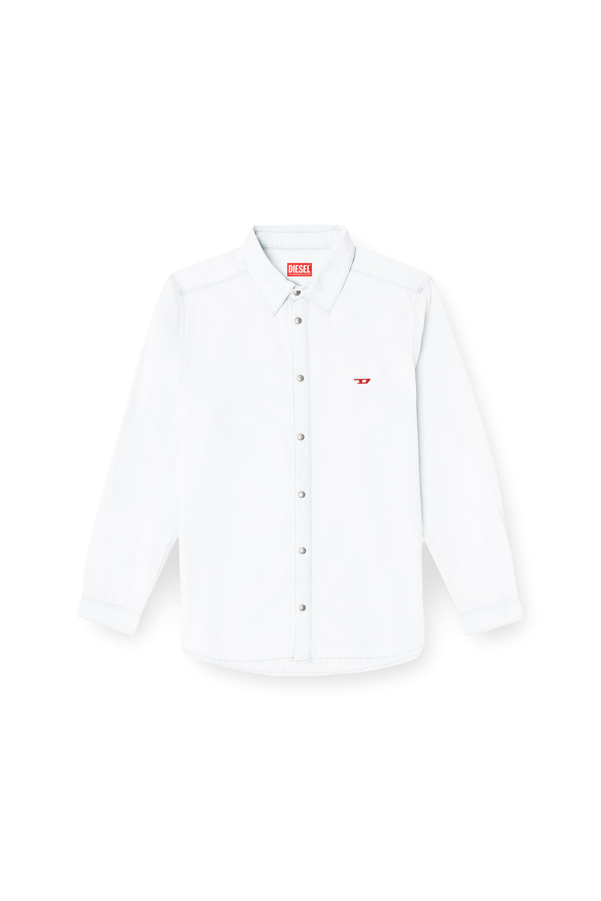 Diesel - D-SIMPLY, Man's Shirt in bleach-effect denim in Light Blue - 2