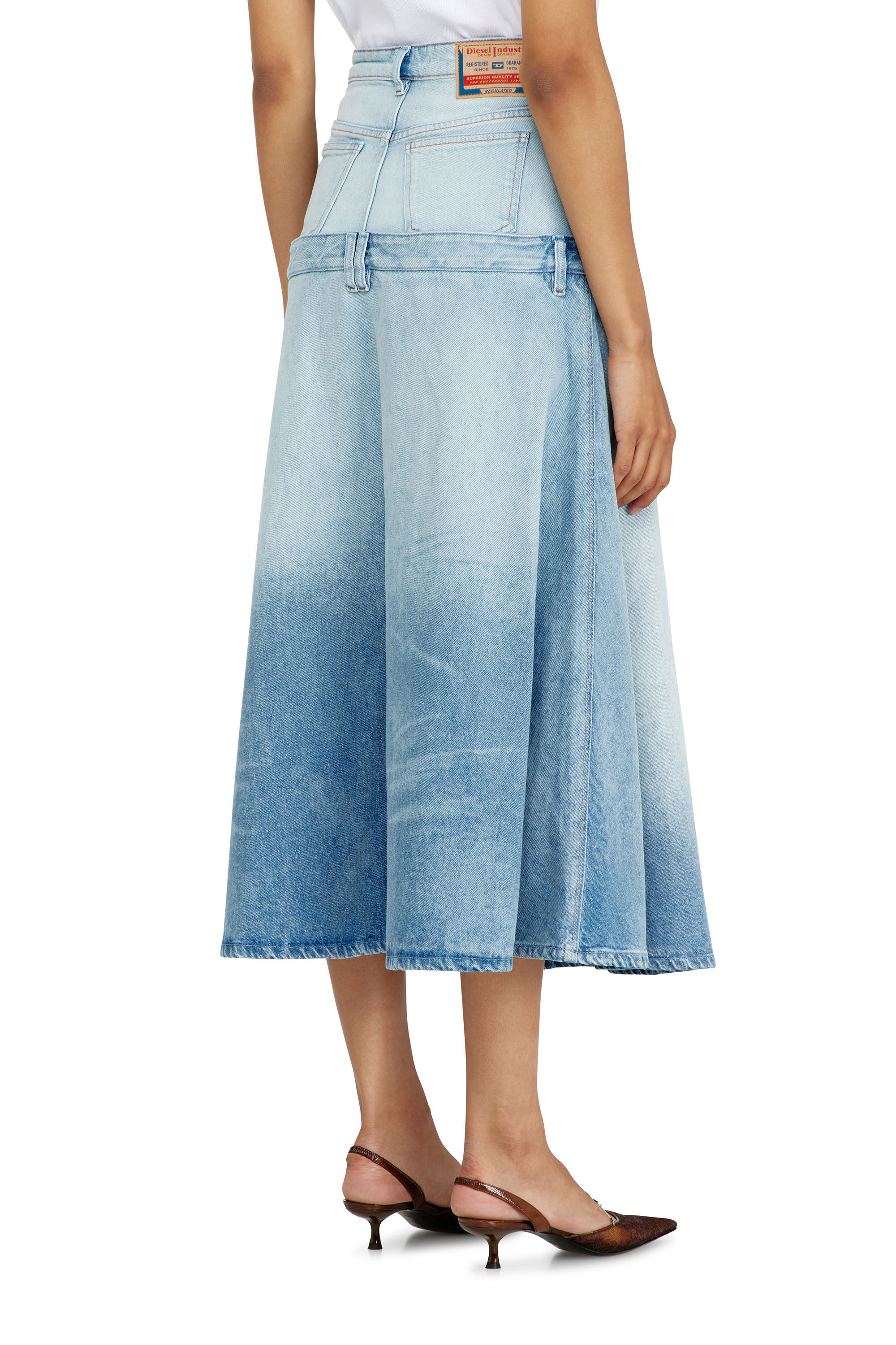 Diesel - DE-VORYA-S, Damen Jeansrock mit Lagen-Design in Hellblau - 4