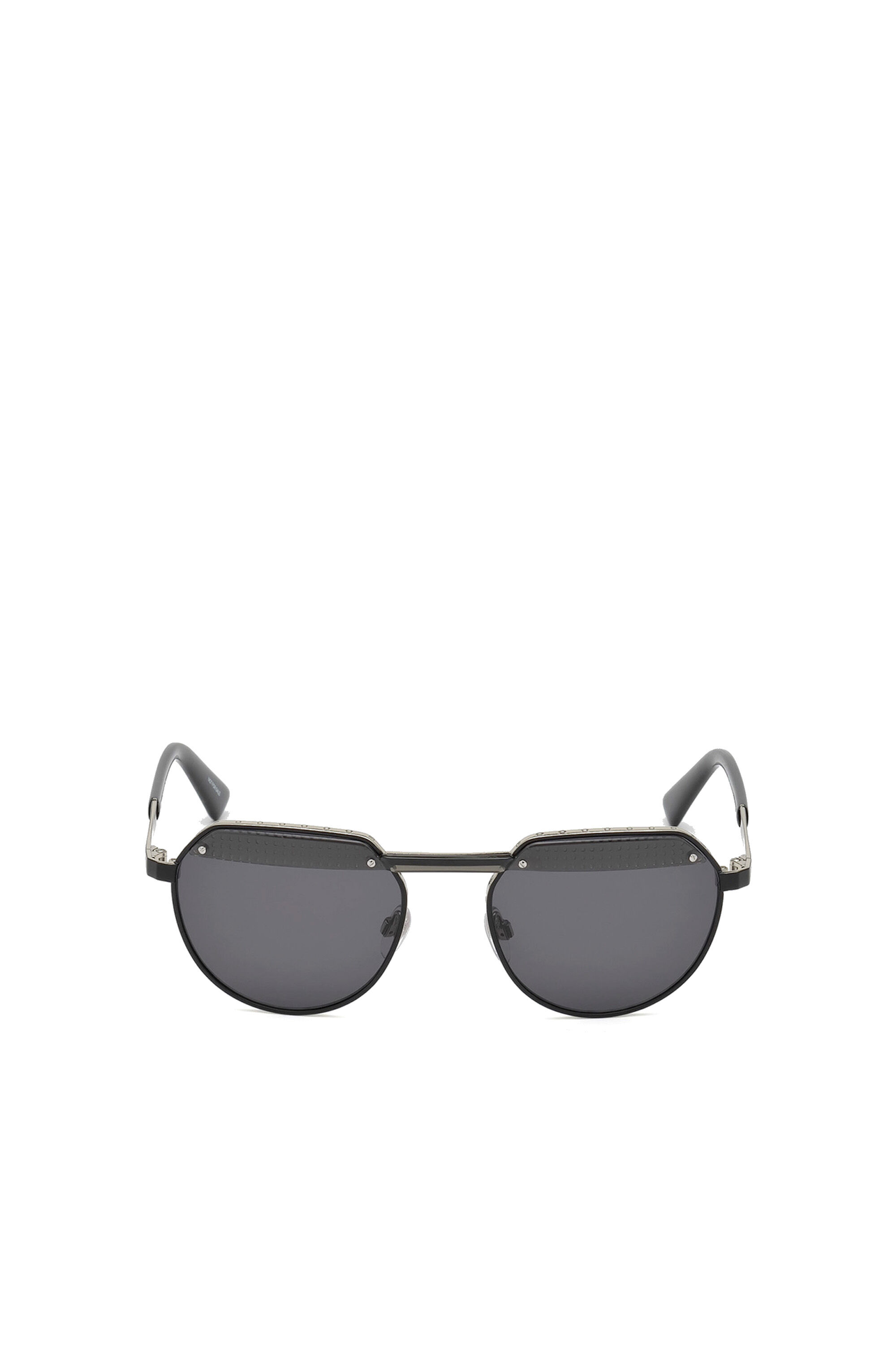 Diesel - DL0260, Unisex Sechseckige Sonnenbrille mit eingearbeitetem Steg in Schwarz - 1