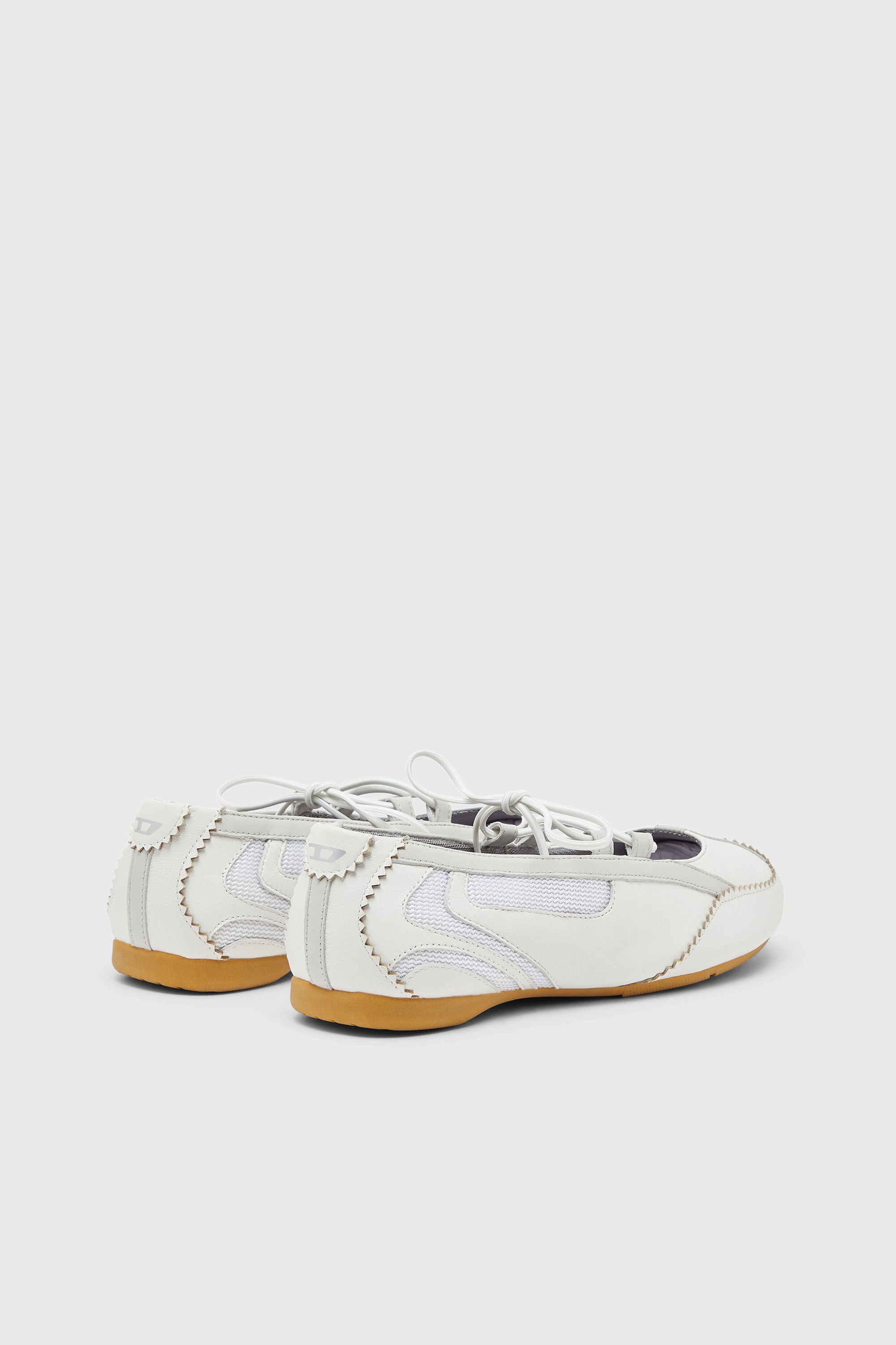 Diesel - D-MILE BALLERINA LACE UP W, Damen D-Mile-Ballerinaschn&uuml;rschuhe aus Leder und Mesh in Wei&szlig; - 3