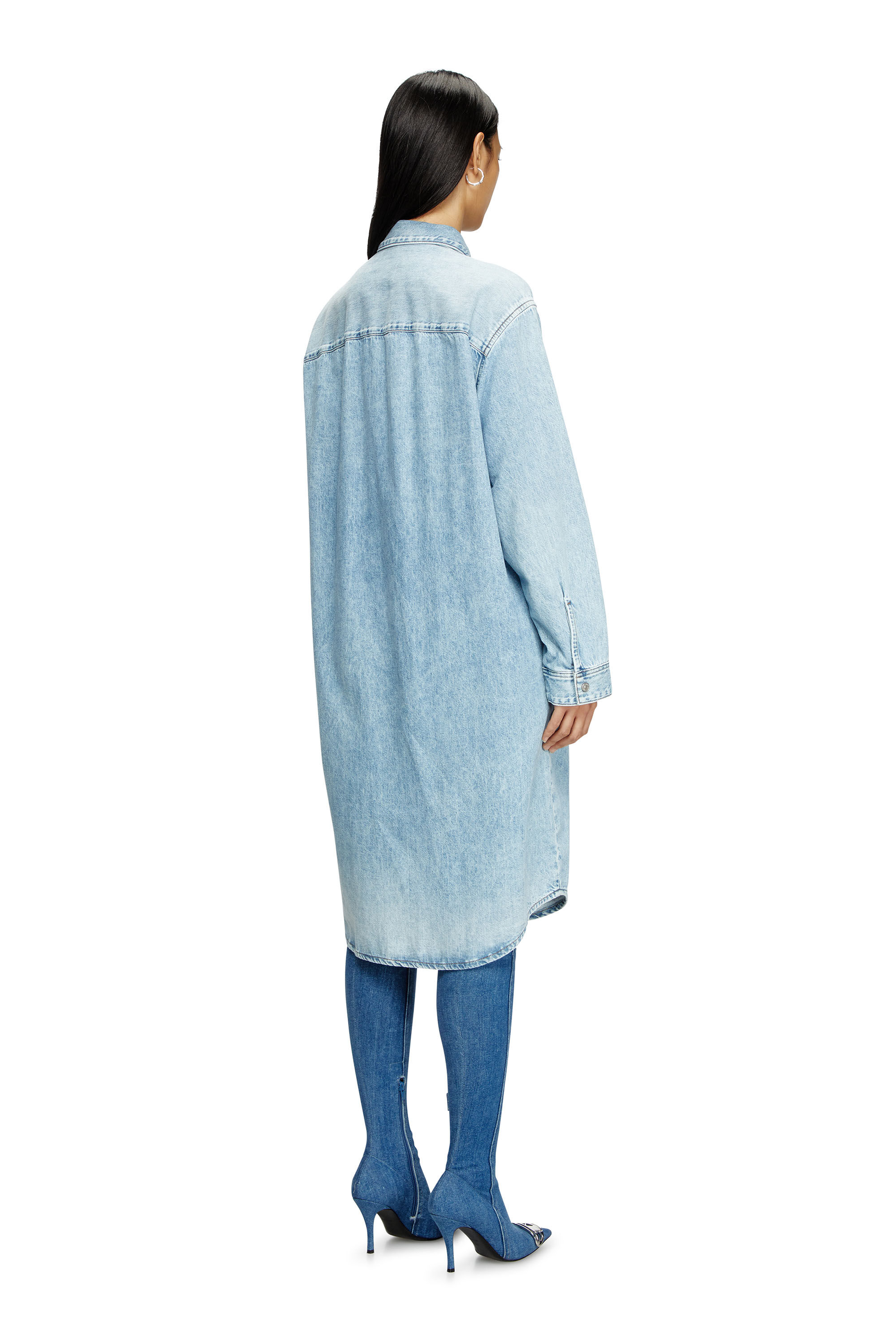 Diesel - DE-DALIS, Damen Shirtkleid aus Denim in Hellblau - 4