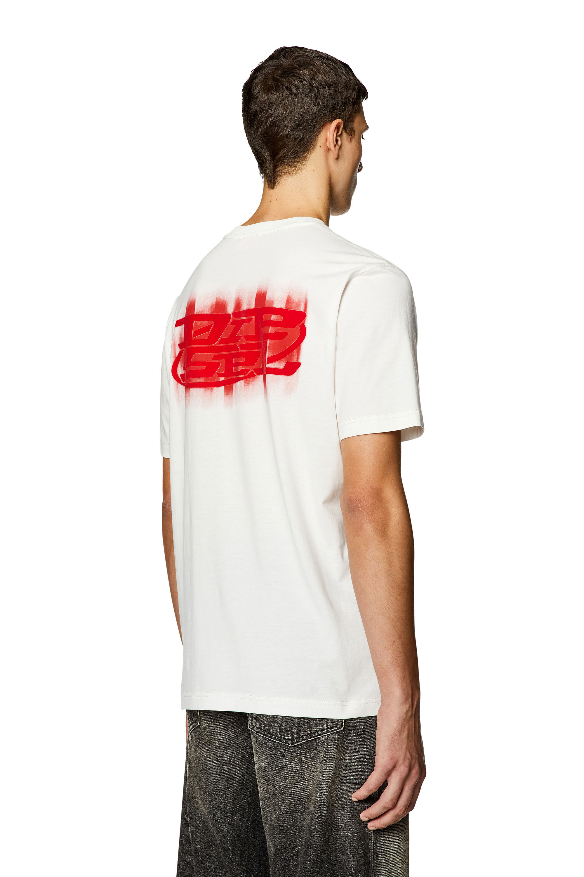Diesel - T-JUST-N4, Man Logo-flocked T-shirt in organic cotton in White - Image 4