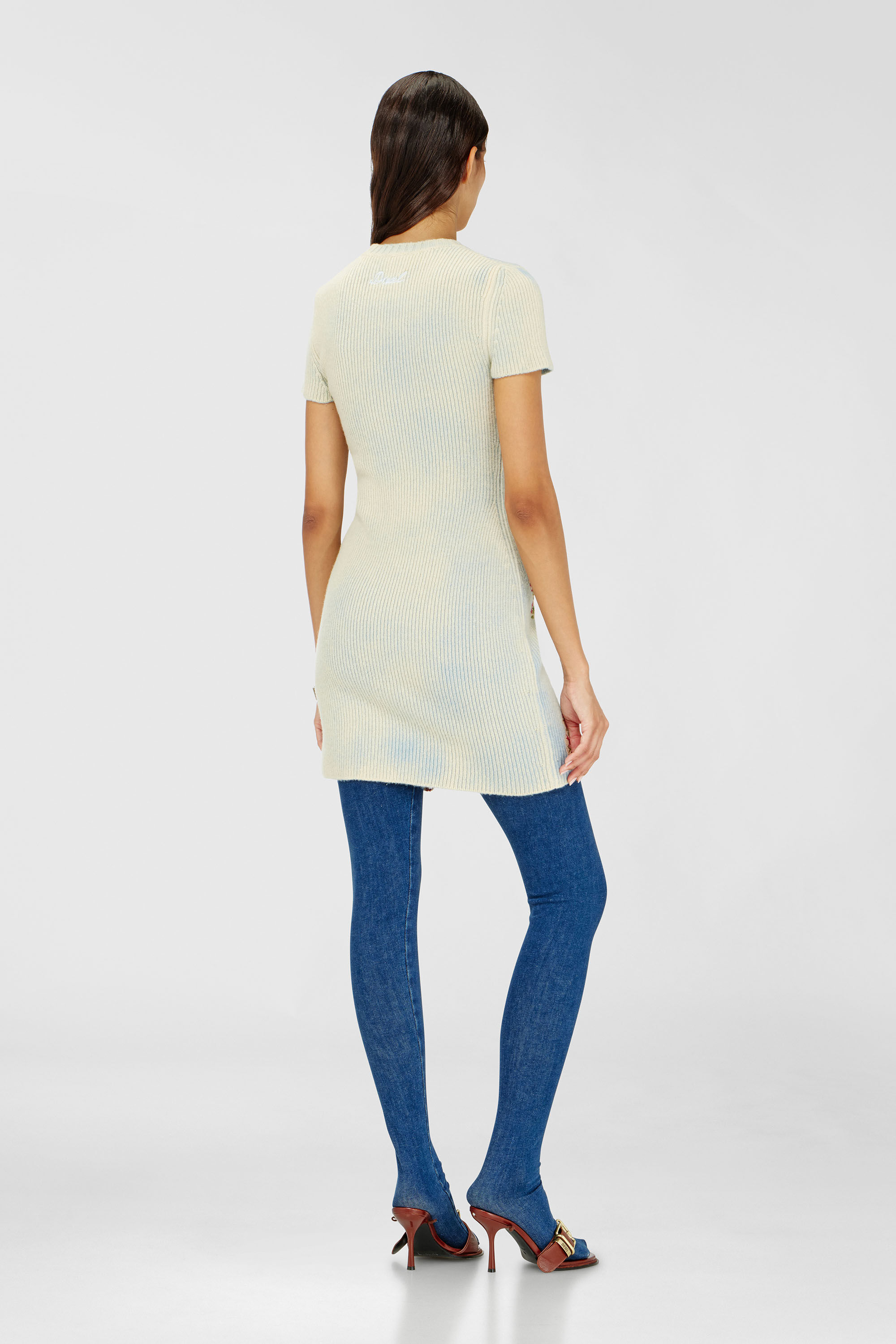 Diesel - M-RINNIE, Damen Kurzes Kleid aus Wollmischung mit Blumenmuster in Rosa/Blau - 4