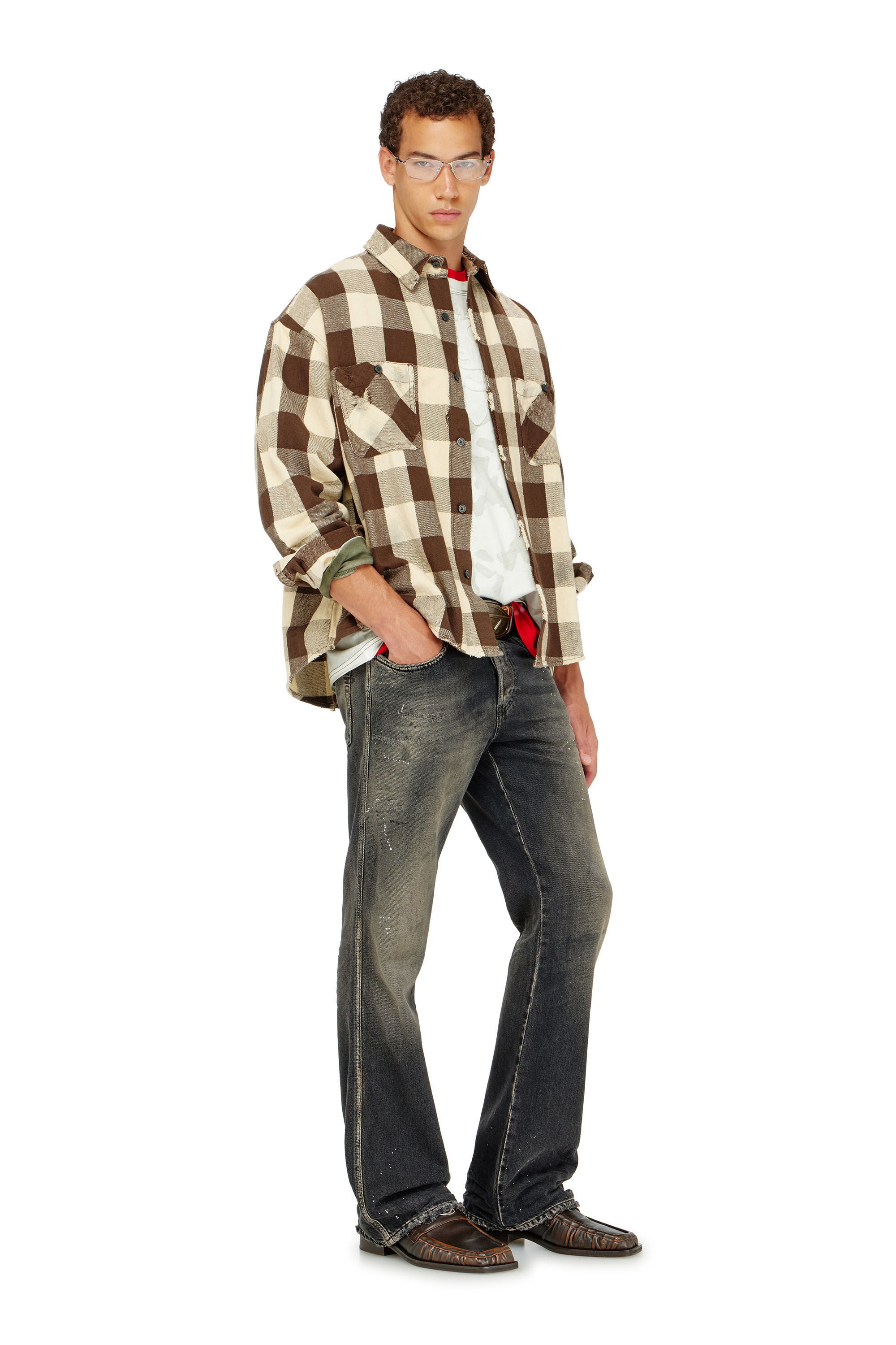 Diesel - S-DRUM, Herren Karohemd mit distressed-Effekt in null - 1
