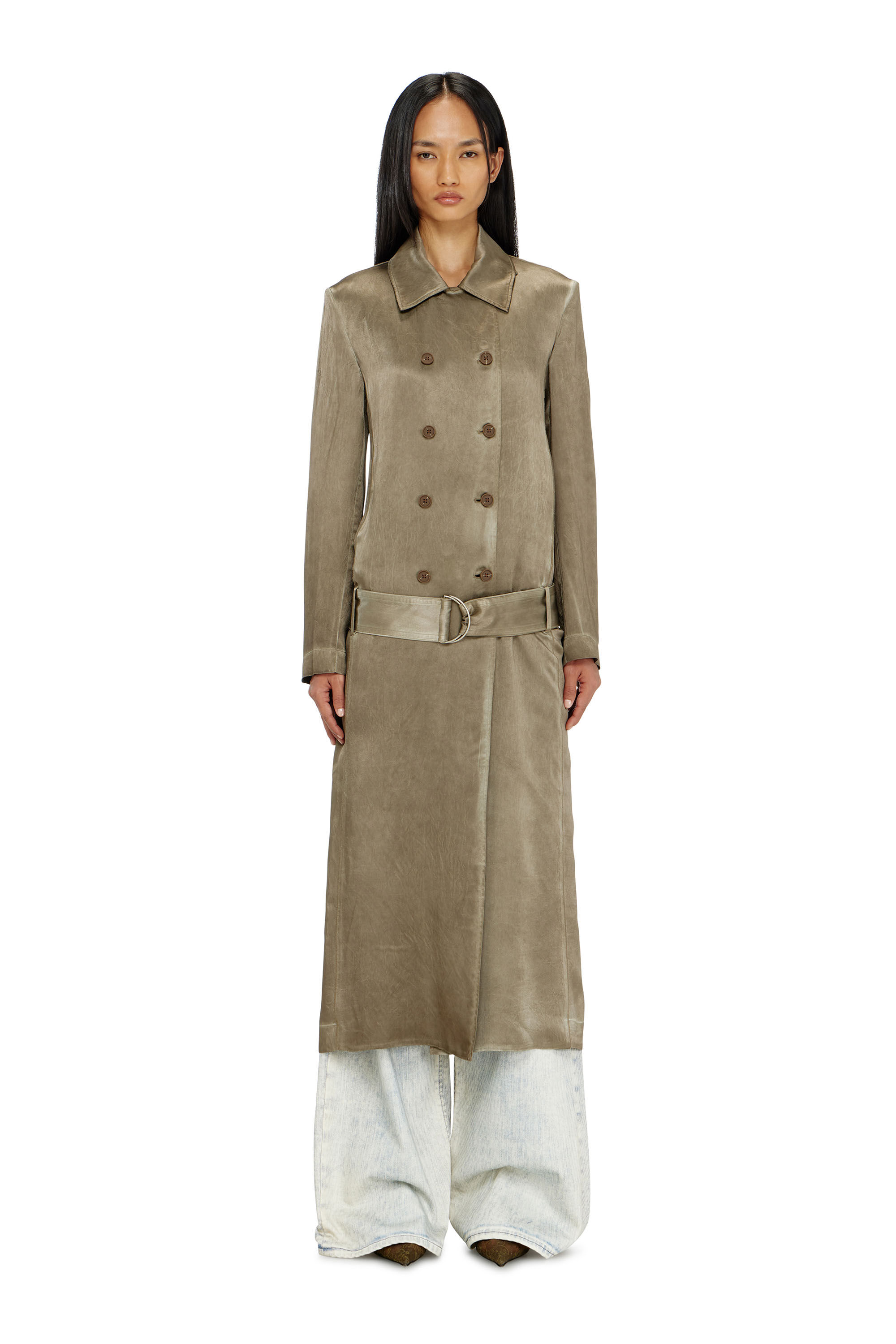 Diesel - G-LADES, Damen Trenchcoat aus geknittertem Satin in null - 5
