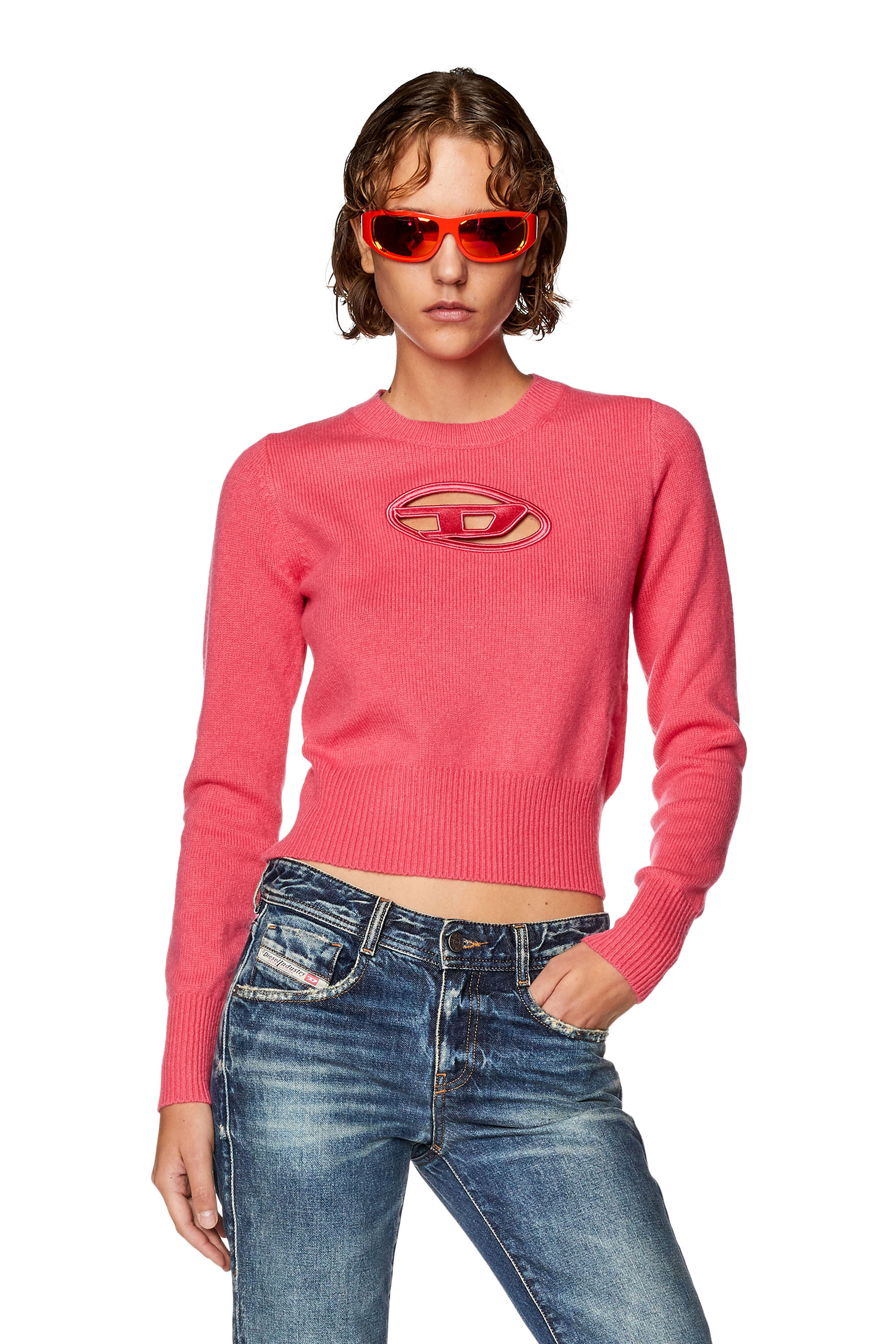 Diesel - M-AREESA, Damen Pulli mit gesticktem Cutout-Logo in Rosa - 3