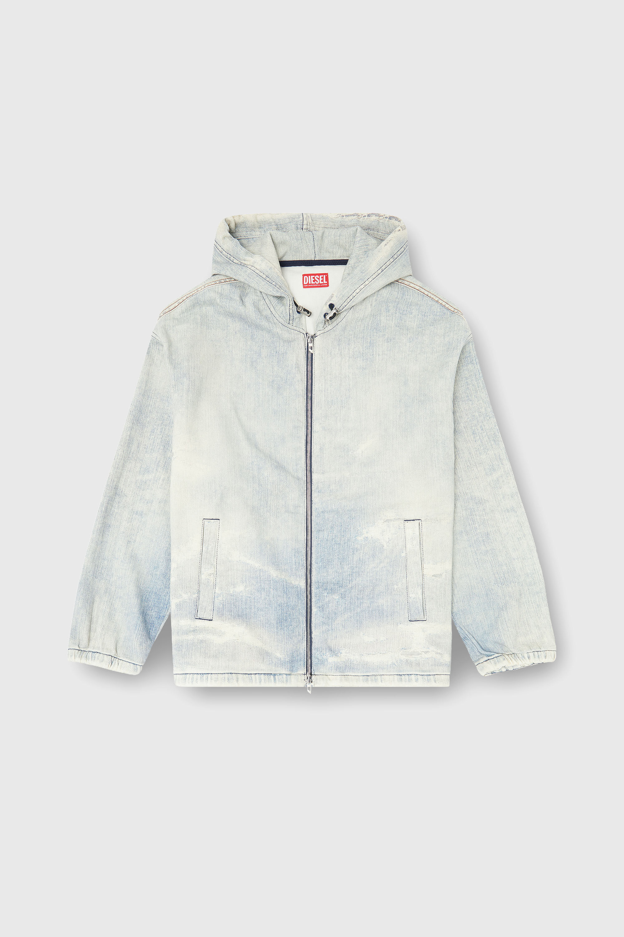 Diesel - D-WYNNY JOGG, Herren Hooded JoggJeans jacke mit trompe-l&rsquo;oeil in Hellblau - 2