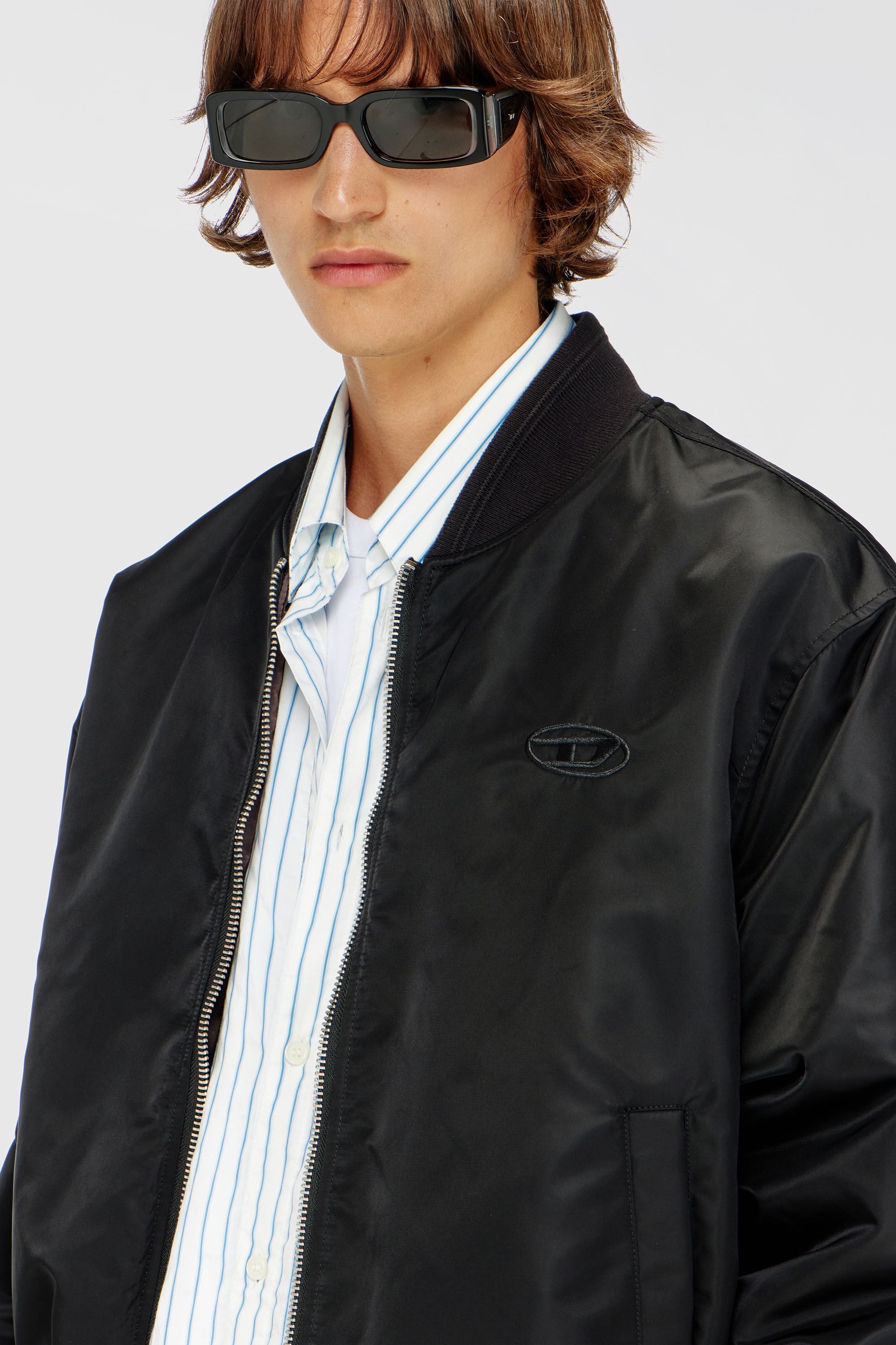 Diesel - W-TYPE-D1, Man's Padded bomber jacket with Oval D embroidery in Black - 5
