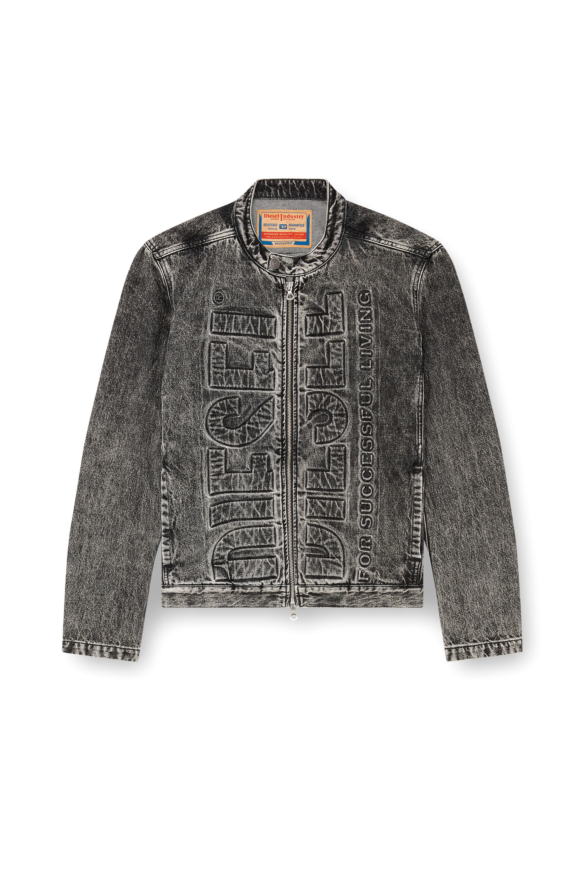 Diesel - D-GLORY-S1, Herren Denim-Motorradjacke mit Logoprägung in Schwarz - 2