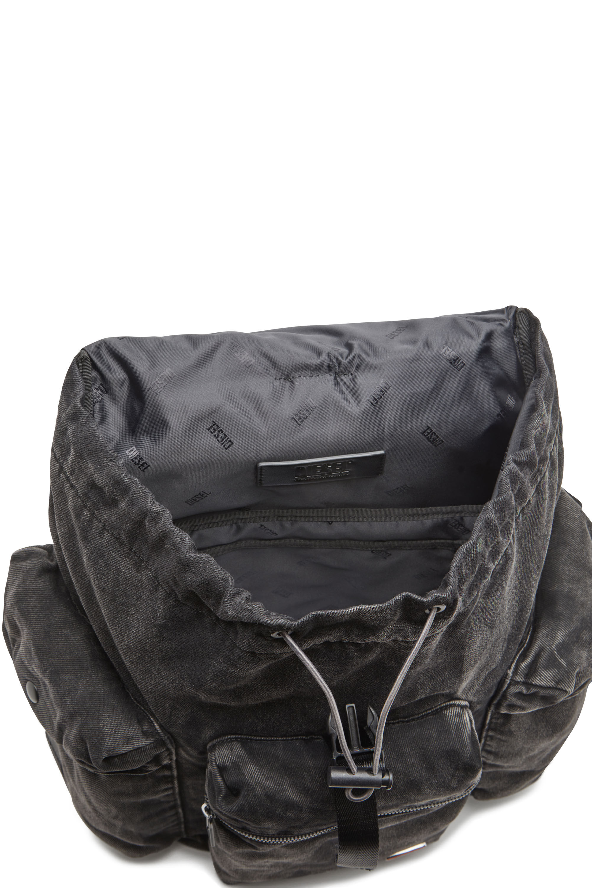 Herren Utlt Backpack Utility Rucksack aus Denim in Wolken Optik Schwarz Diesel