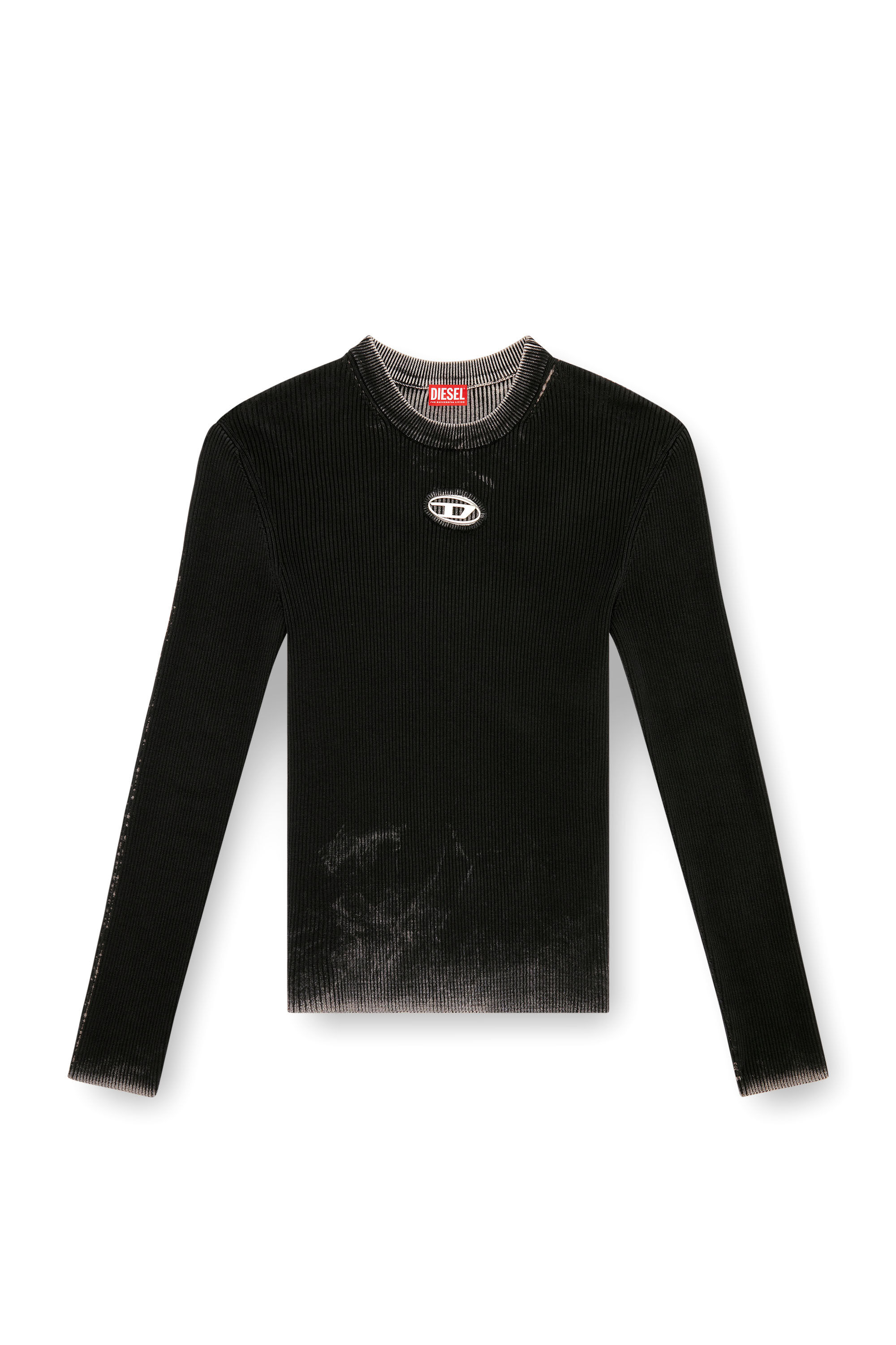 Diesel - K-DARIN-A, Herren Cut-out-Pullover mit Oval D in Schwarz - 2