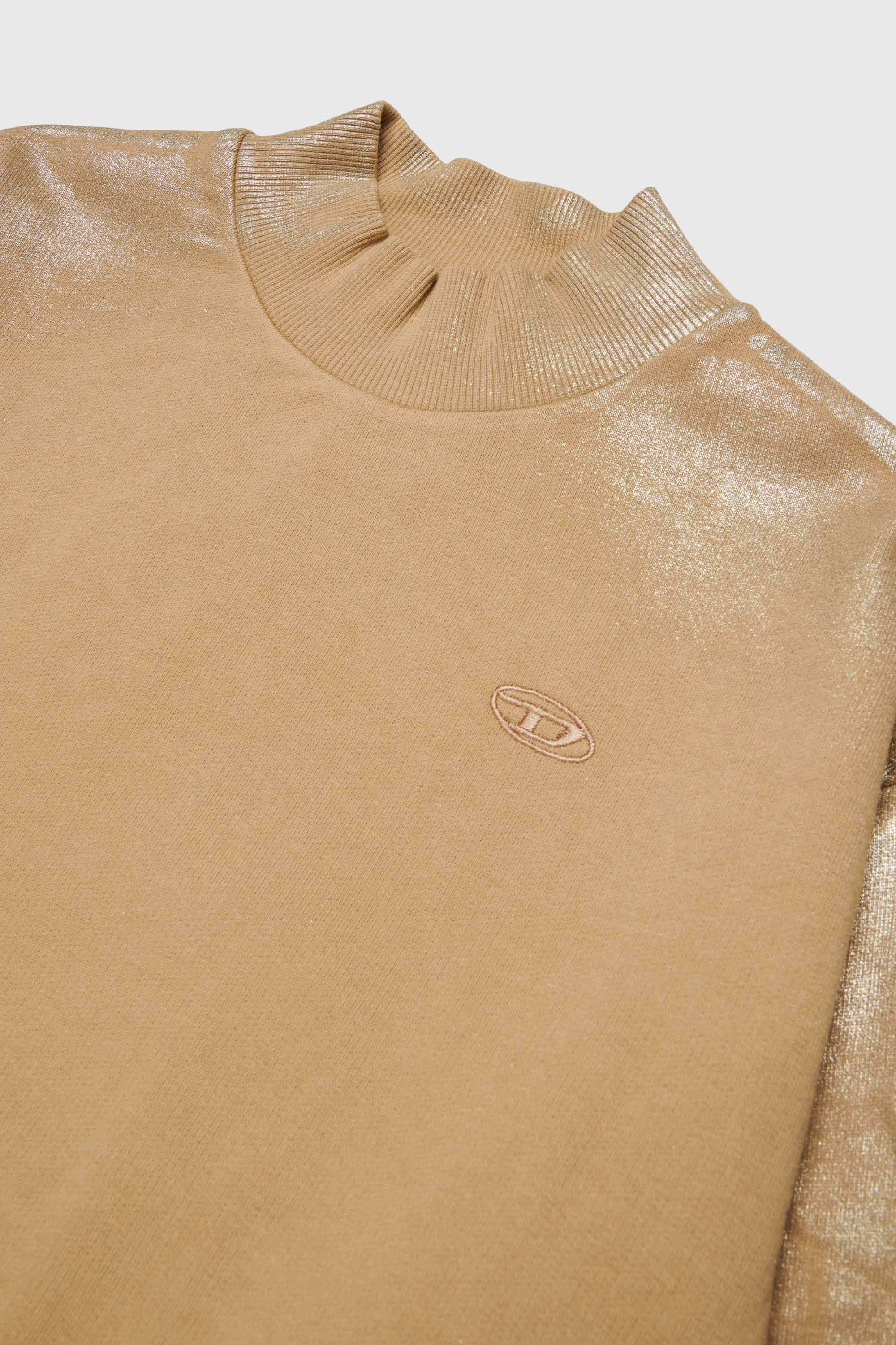 Diesel - SFALEXNS1, Damen Sweatshirt mit &Auml;rmeln in Metallic-Optik in Braun - 3