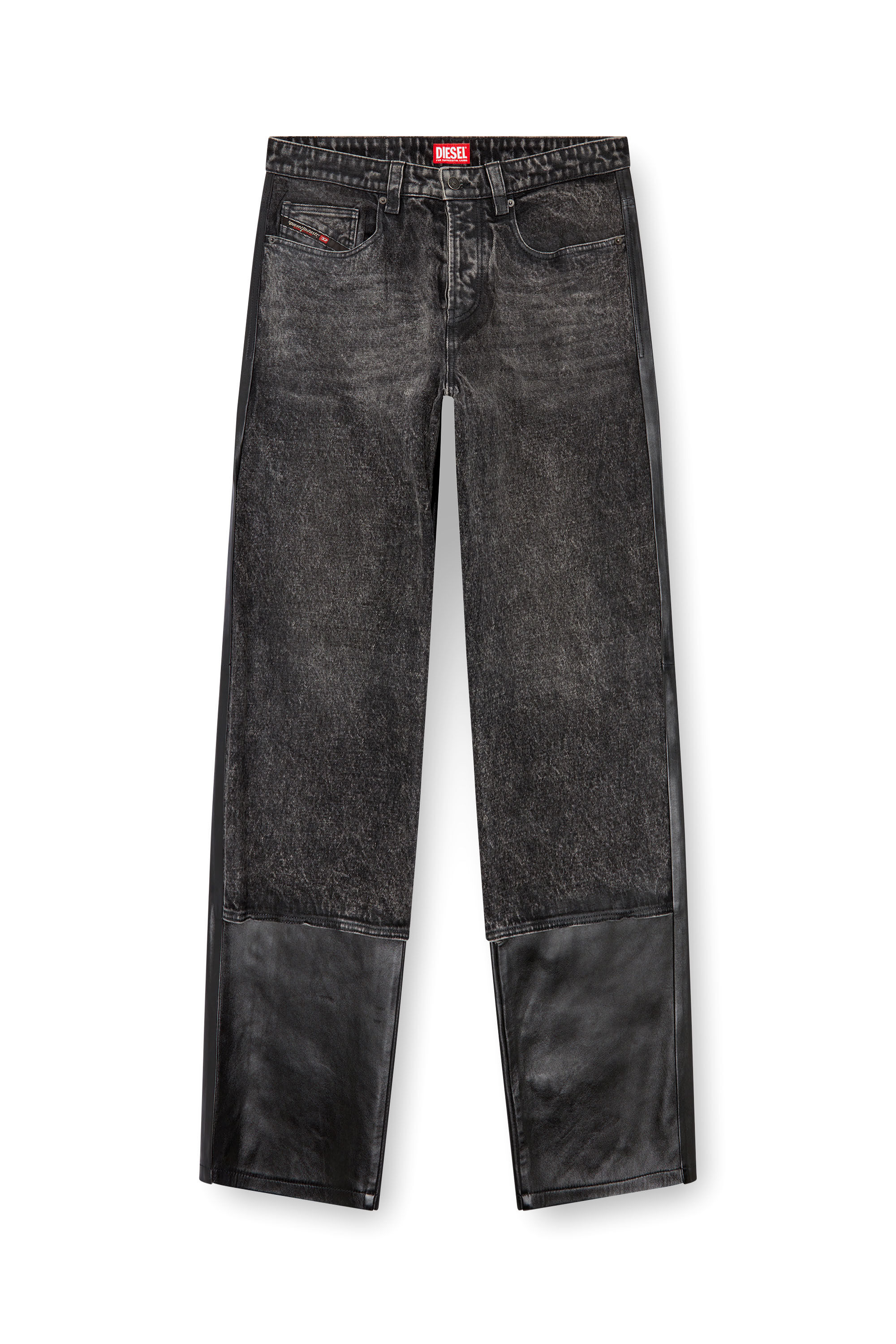 Herren Hose aus Leder und Jeansstoff | Schwarz | Diesel