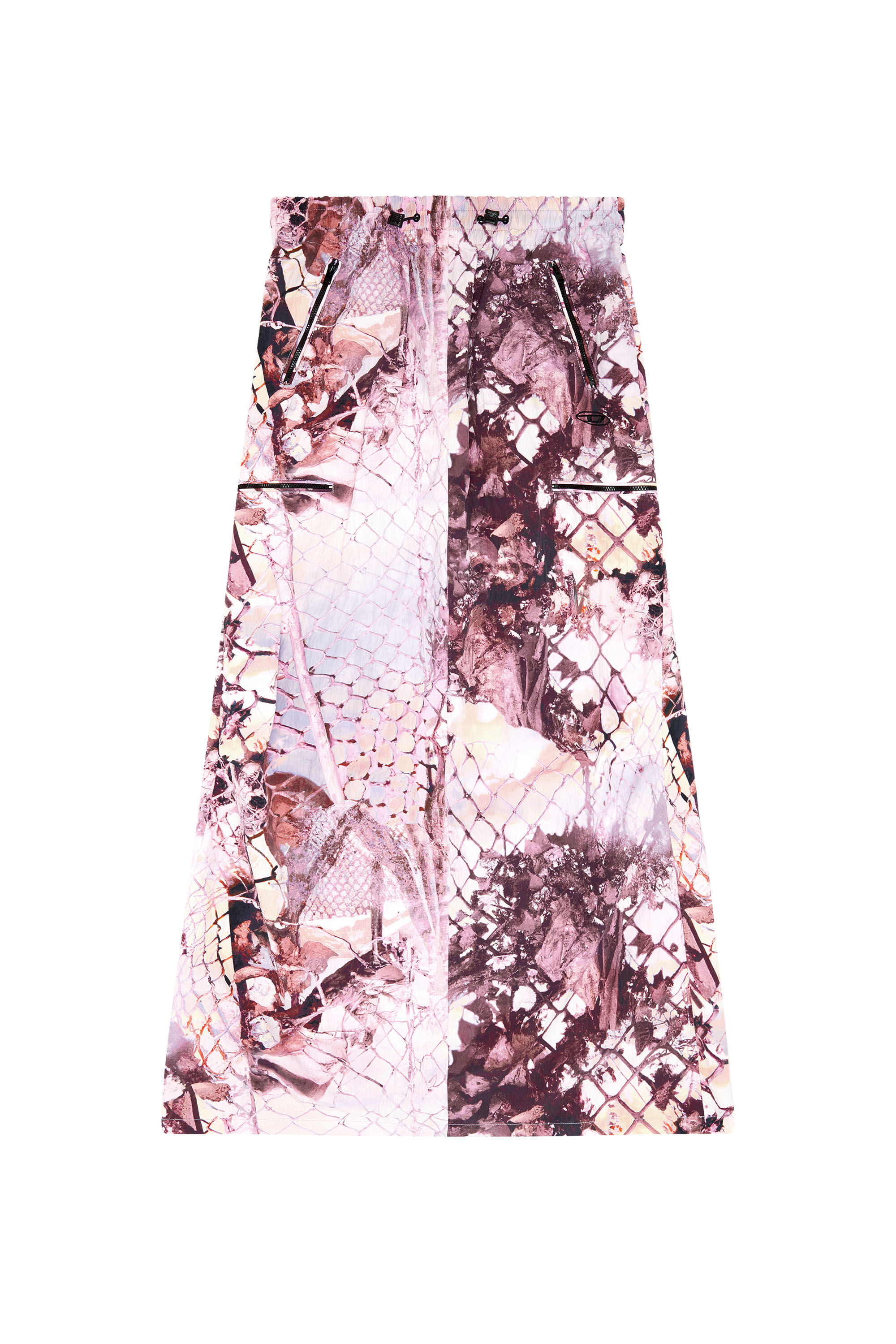 Diesel - O-DIAMY-N1, Woman Long skirt in printed crinkled nylon in Violet - Image 2