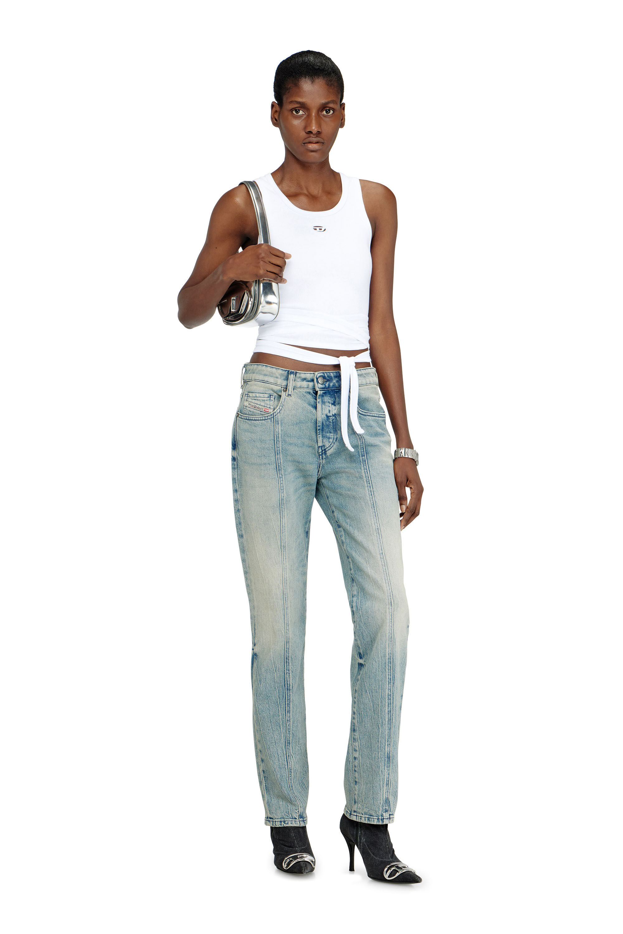 Diesel - 1DR, Damen 1DR-Ikonische Schultertasche aus Spiegel-Leder in Silber - 6